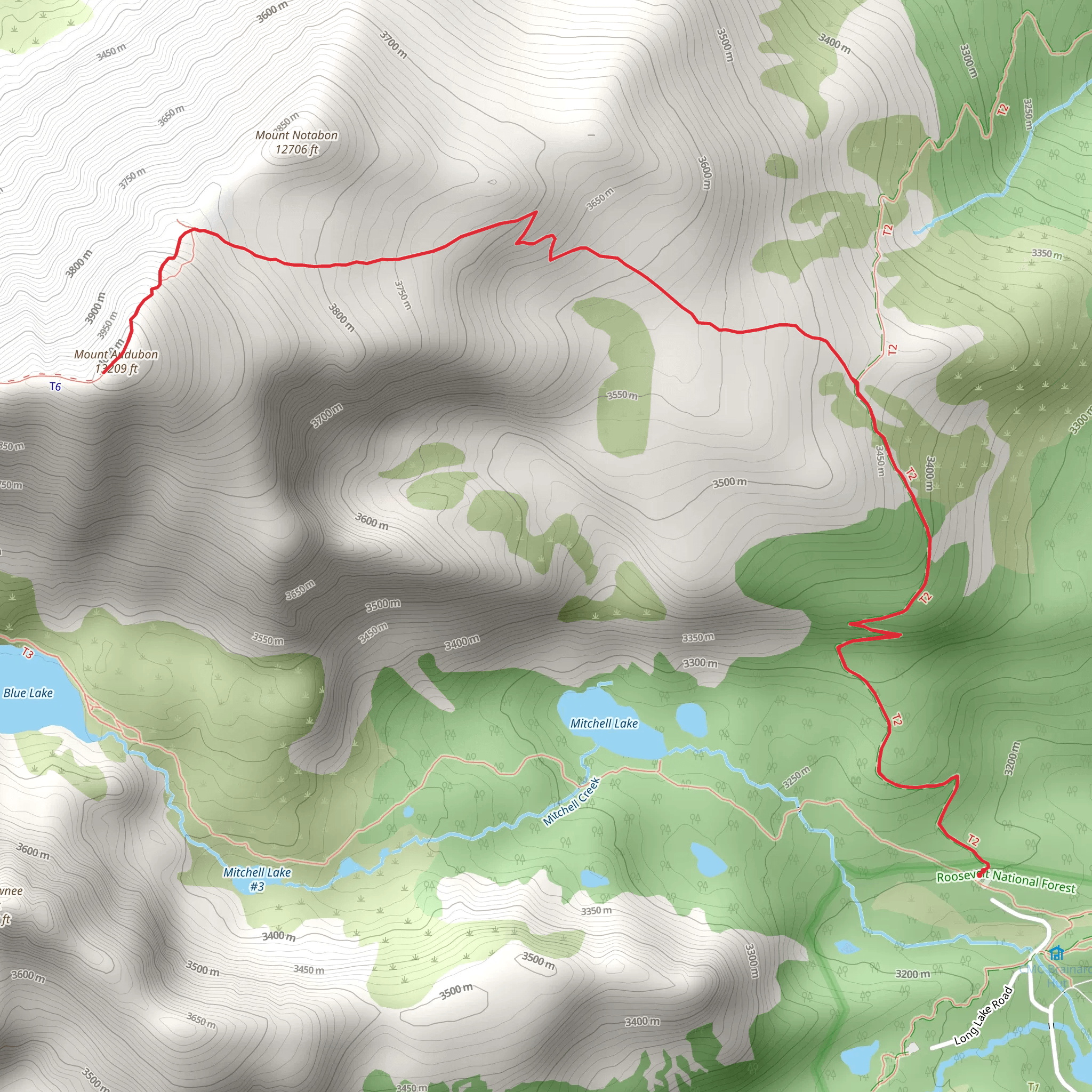 Mount Notabon and Audubon via Beaver Creek Trail mobile static map