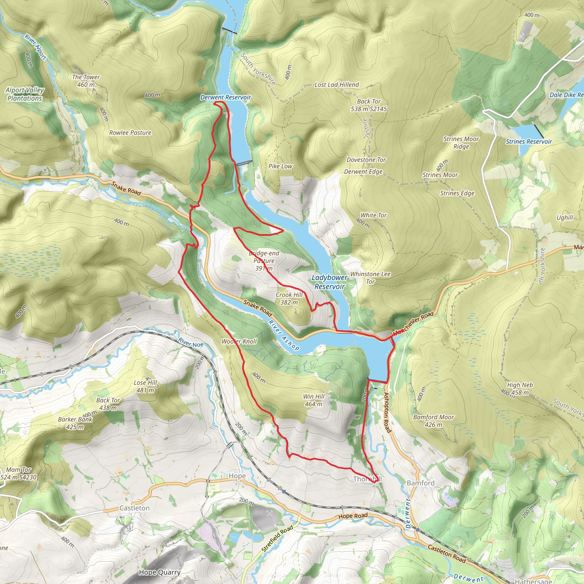 River Derwent and Ladybower Dam Loop mobile static map