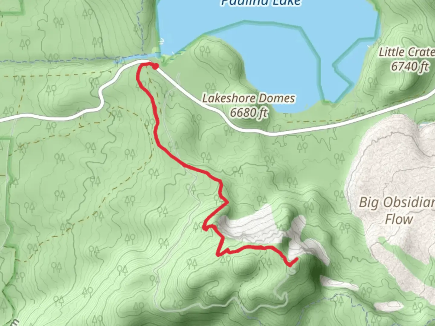 An image depicting the trail Paulina Lake to Paulina Peak and its surrounding area.