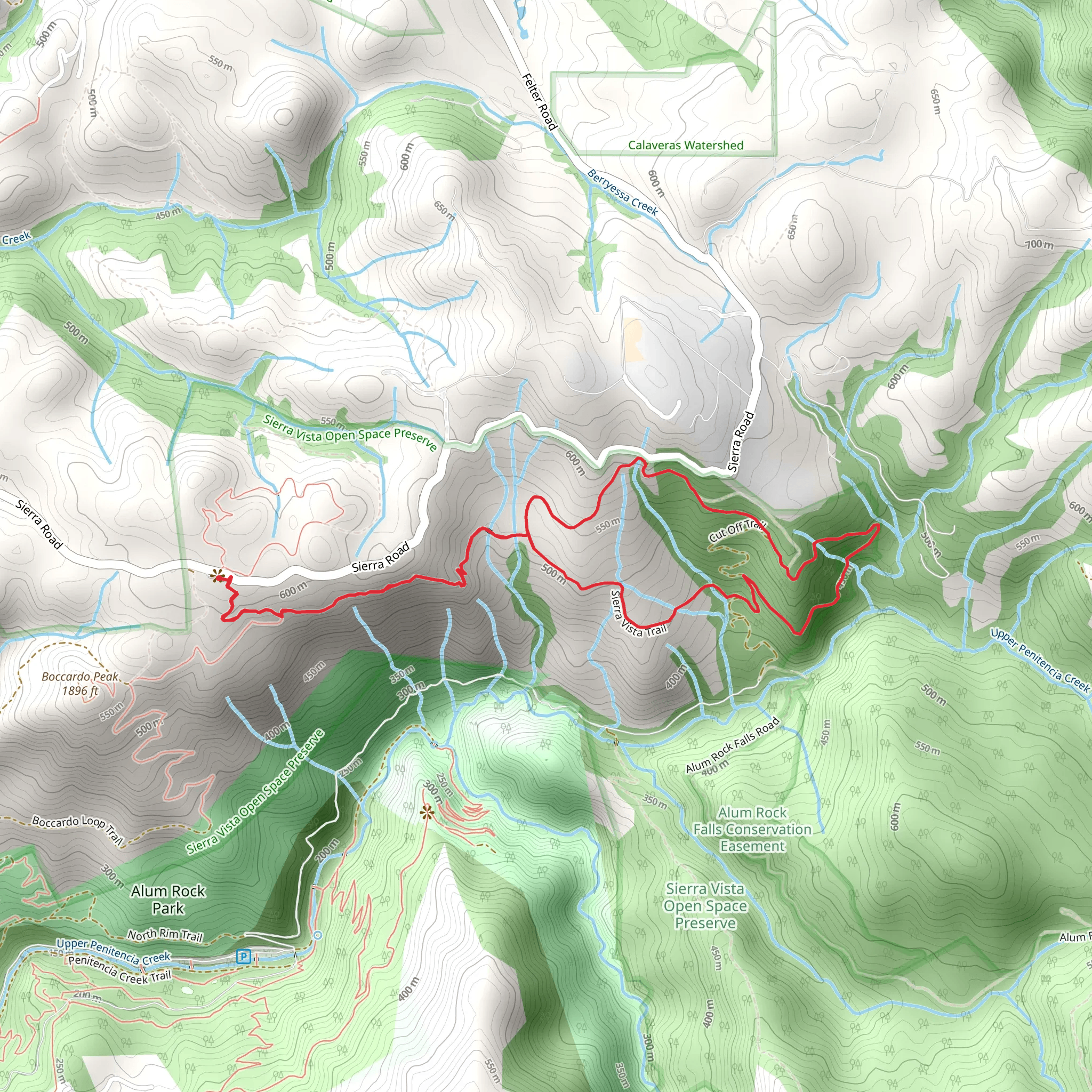 Sierra Vista and Upper Calaveras Fault Loop Trail mobile static map