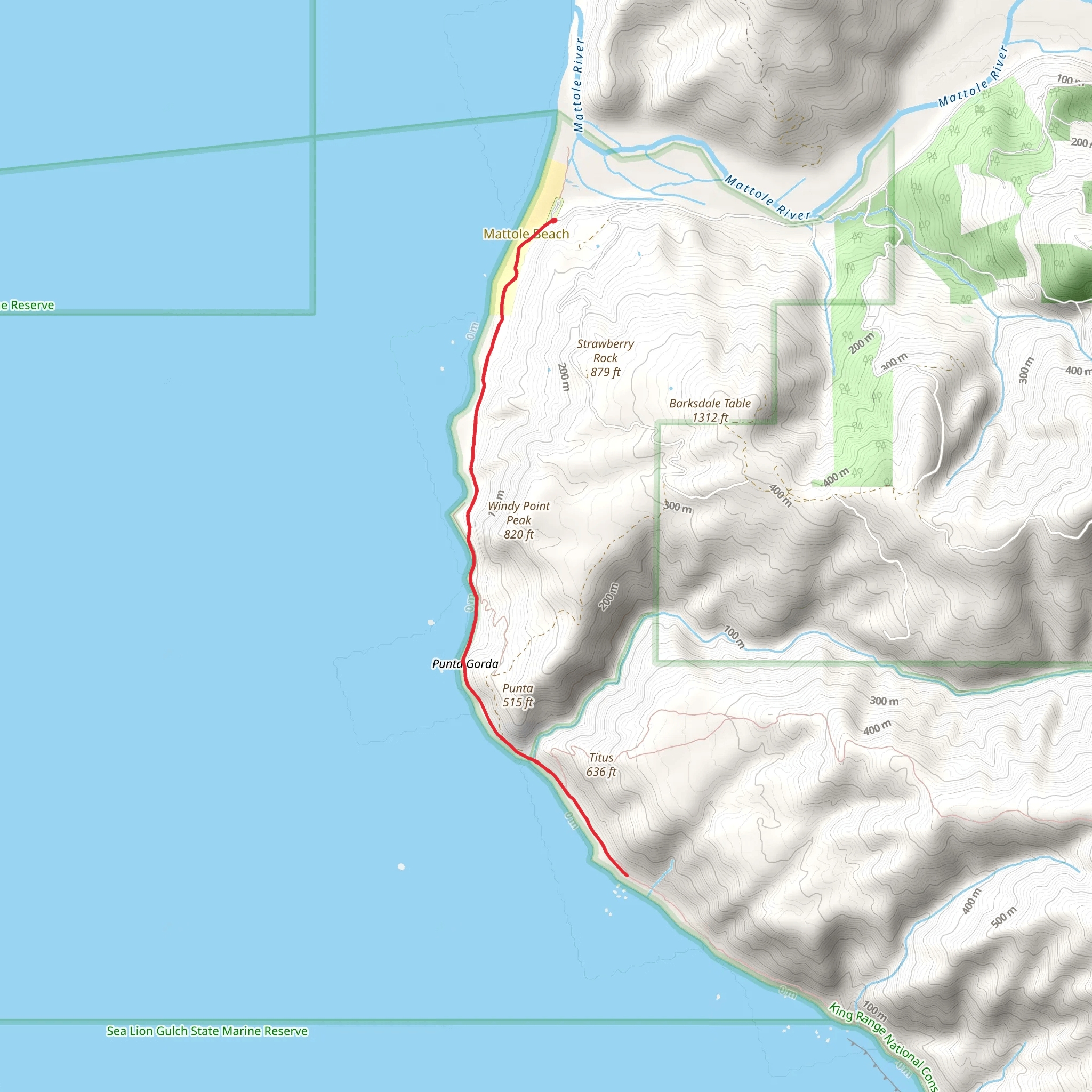 Punta - Lost Coast Trail mobile static map