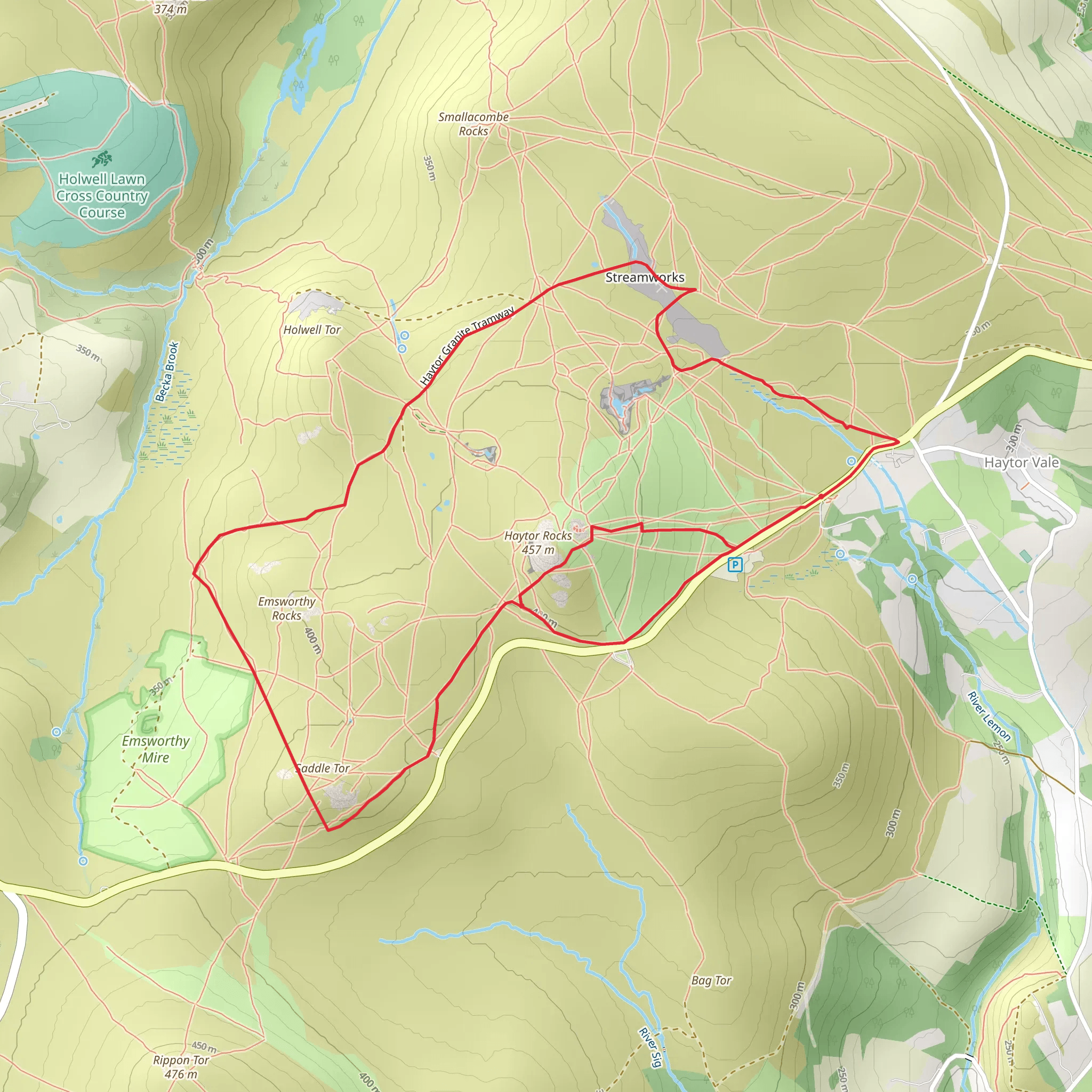 Haytor to Emsworthy Mire Walk mobile static map