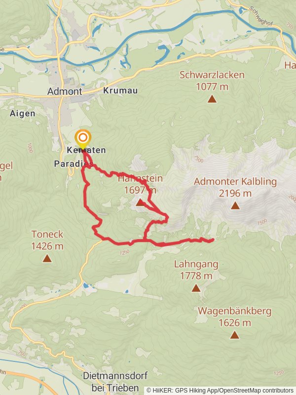 Admont - Hahnstien - Klinkehutte Loop Trail mobile static map