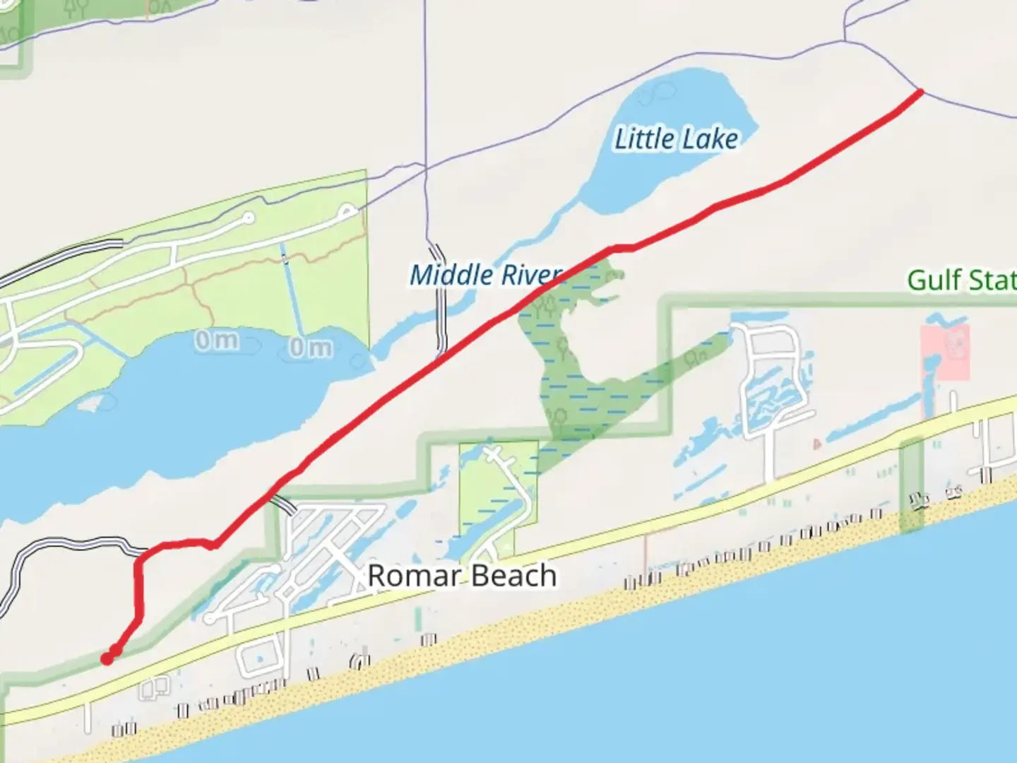An image depicting the trail Middle River via Rosemary Dunes Trail and its surrounding area.