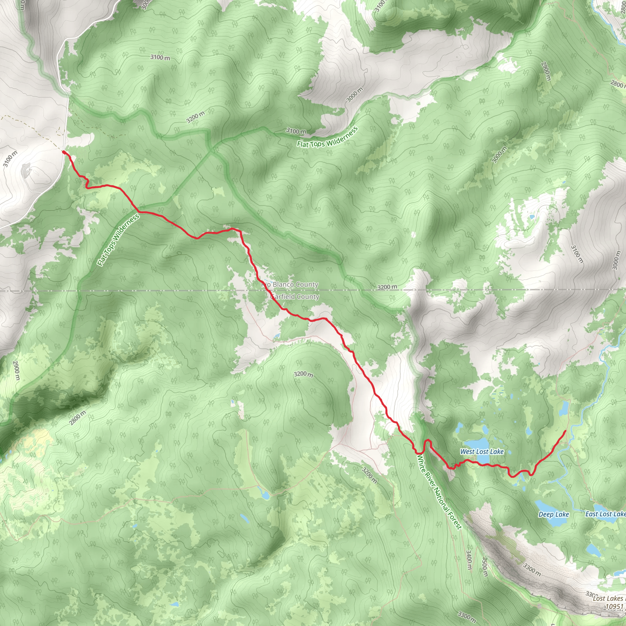 West Lost Lake via Chinese Wall Trail mobile static map