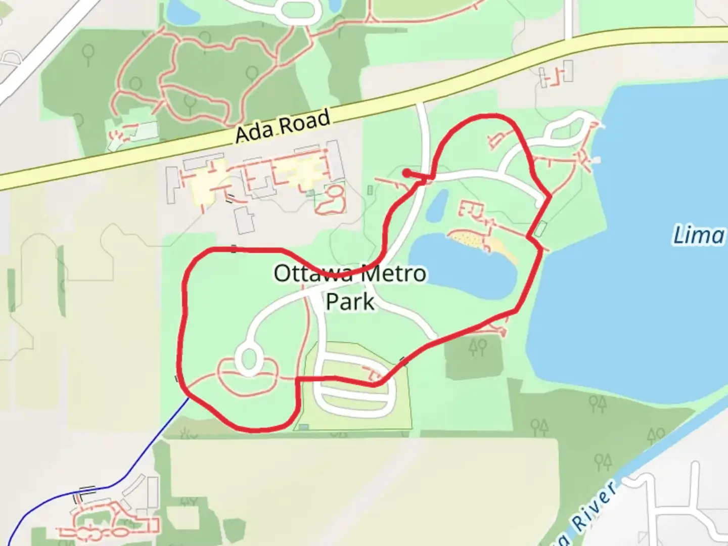 An image depicting the trail Ottawa Metro Park Loop and its surrounding area.