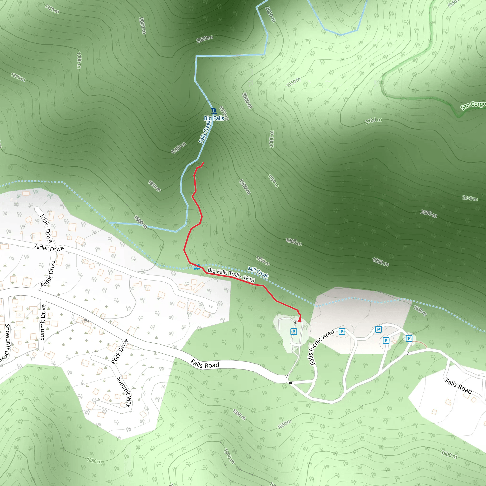 Big Falls Trail mobile static map