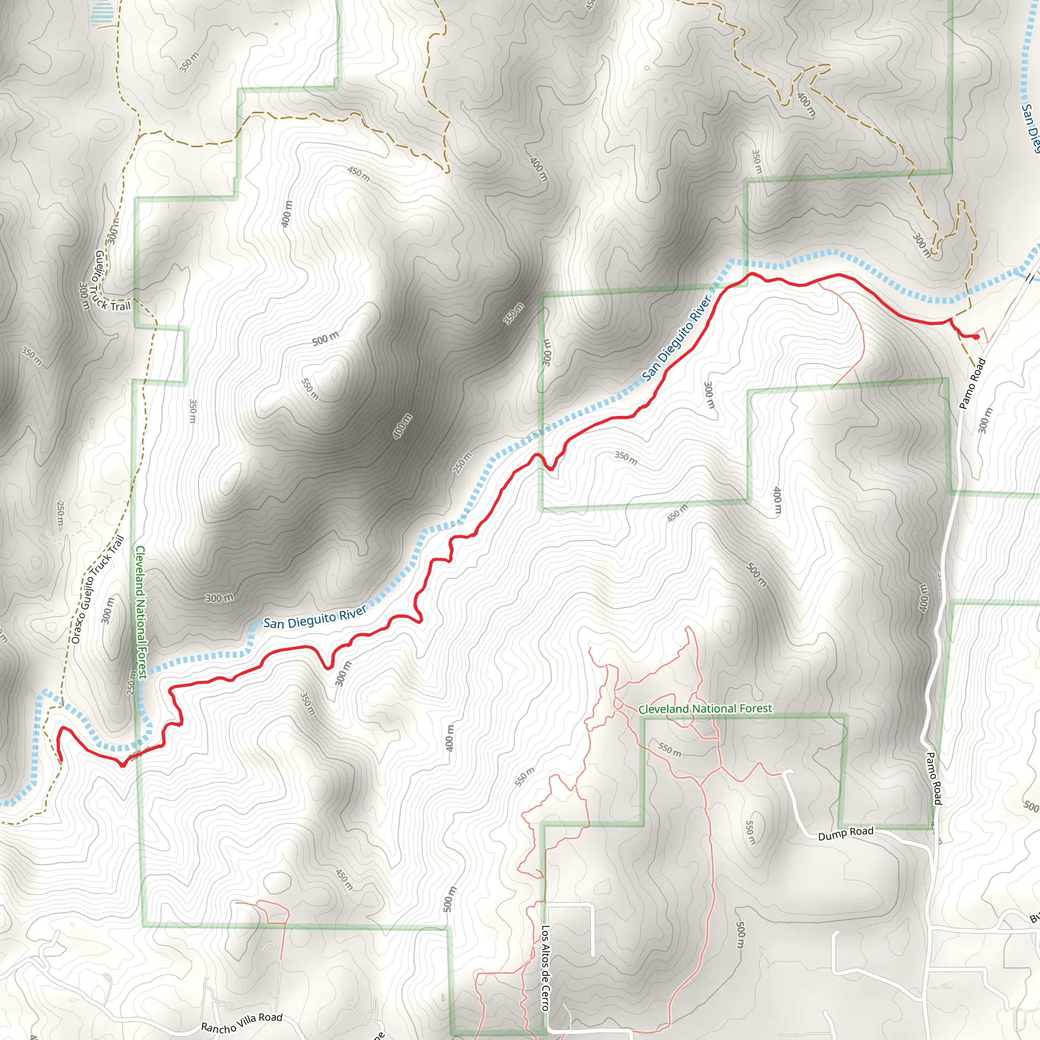 Lower Santa Ysabel Road - San Dieguito River mobile static map