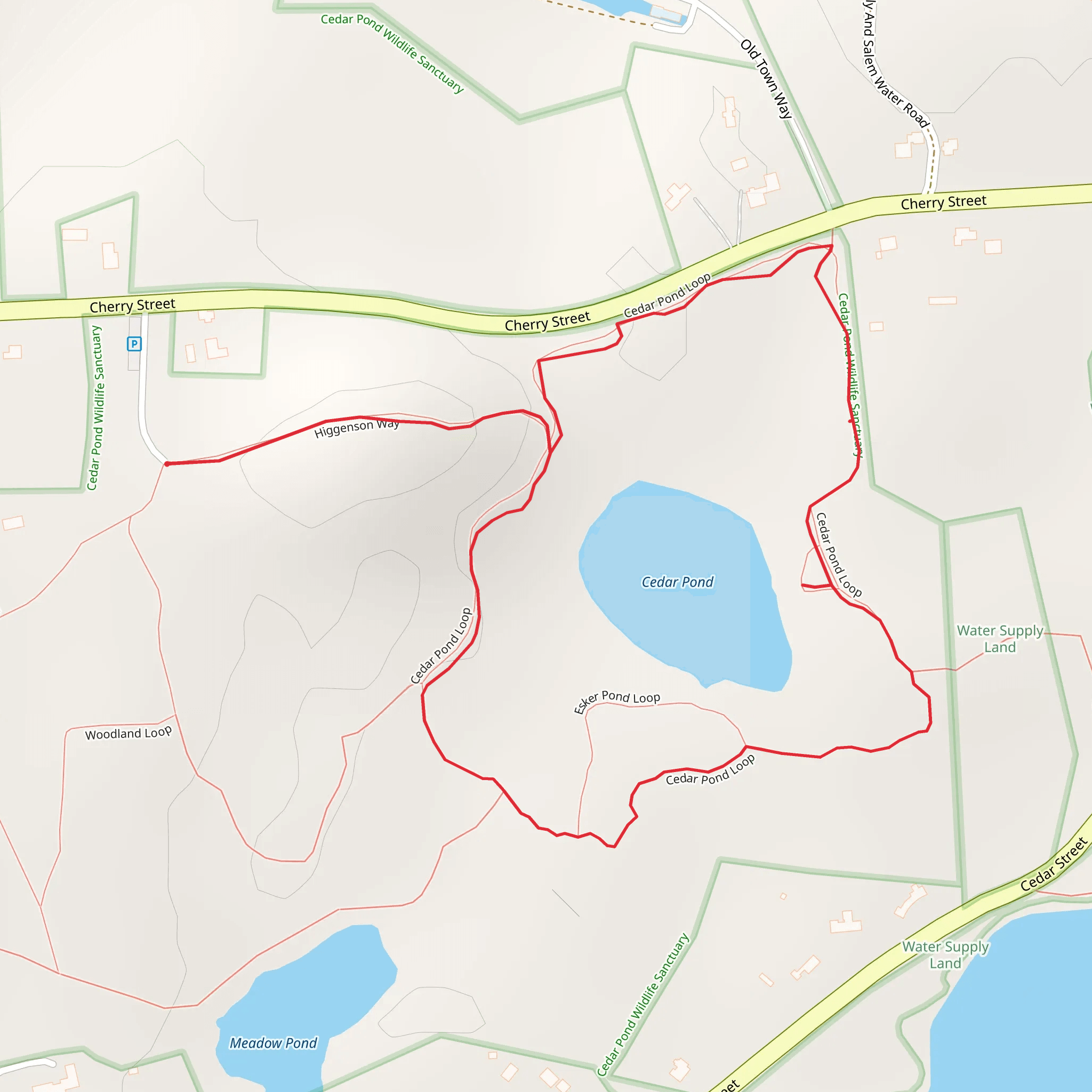 Cedar Pond Loop Trail from Cherry Street mobile static map