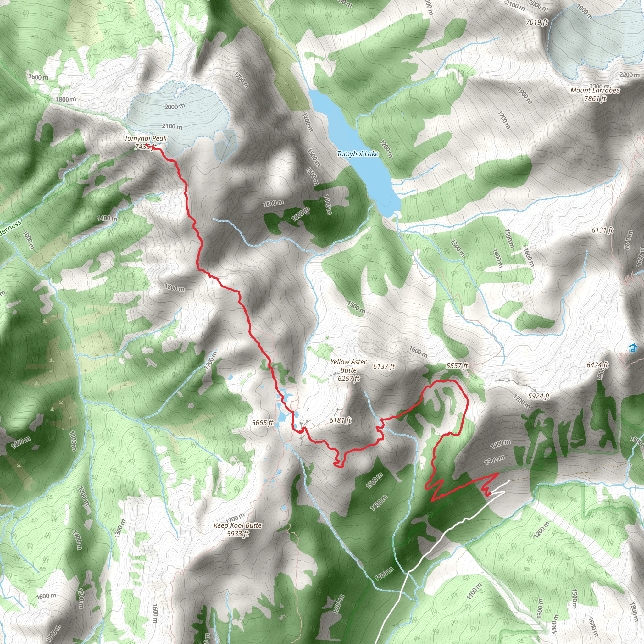 Tomyhoi Peak via Tomyhoi Lake Trail mobile static map