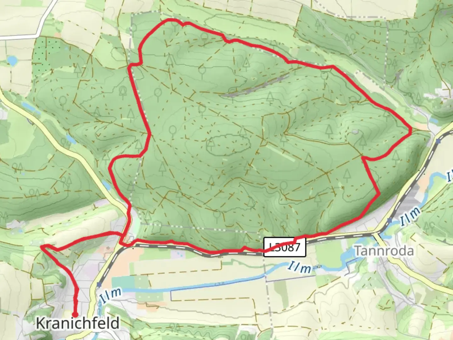 An image depicting the trail Kranich Rundwanderweg 2 and its surrounding area.