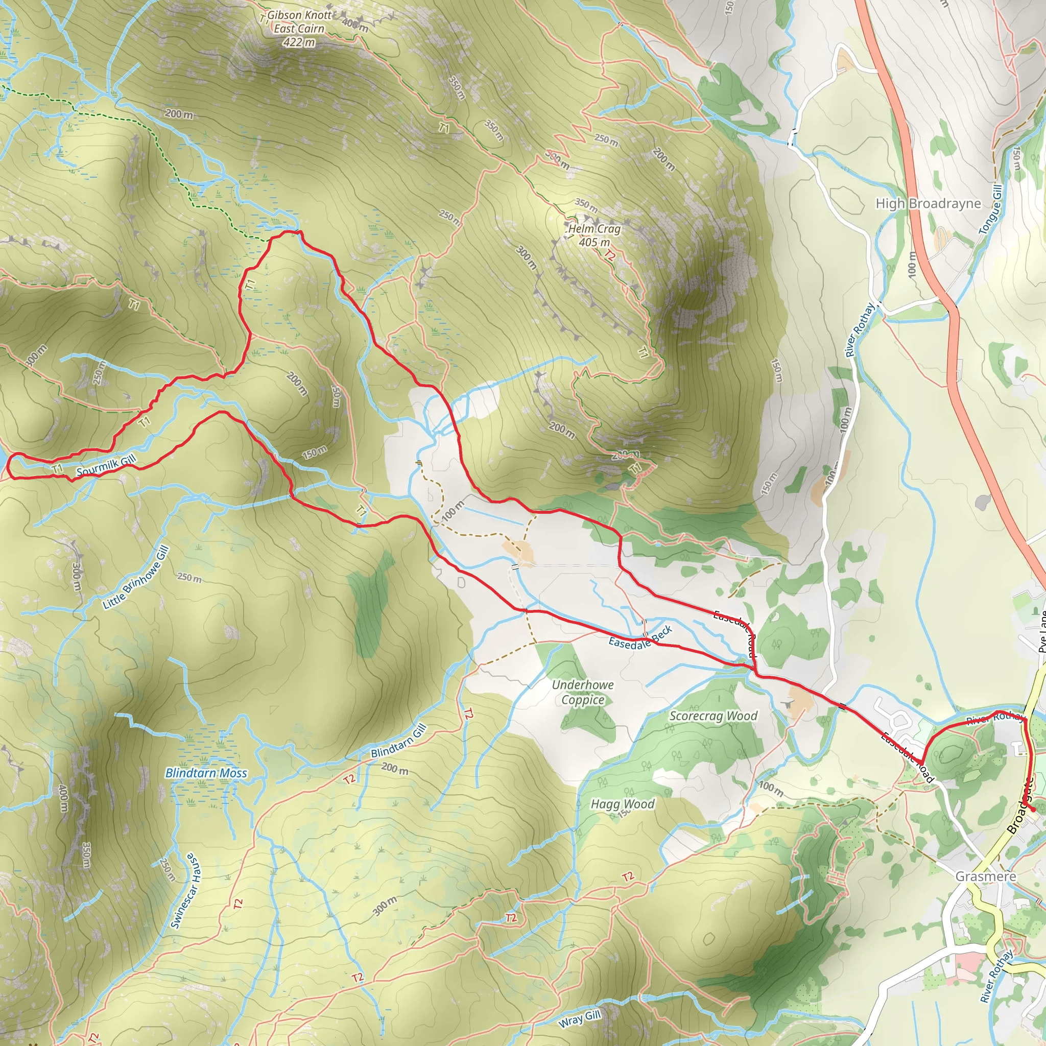 Easedale Tarn from Grasmere mobile static map