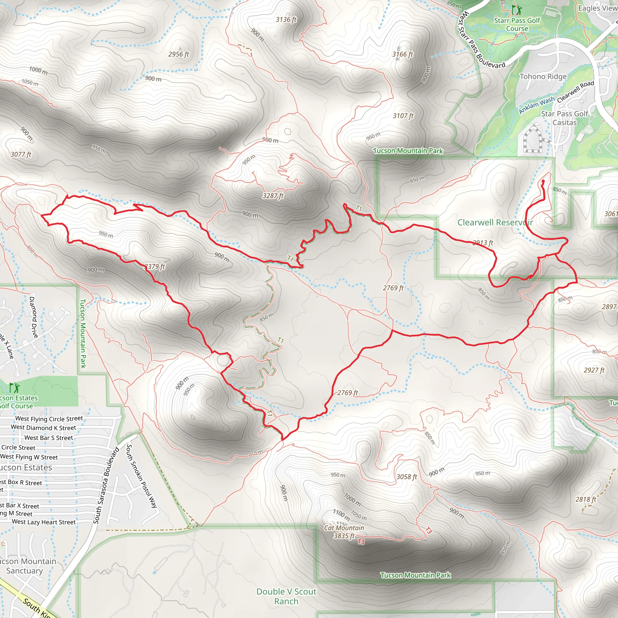 Rock Wren, Yetman and Starr Pass Loop Trail mobile static map