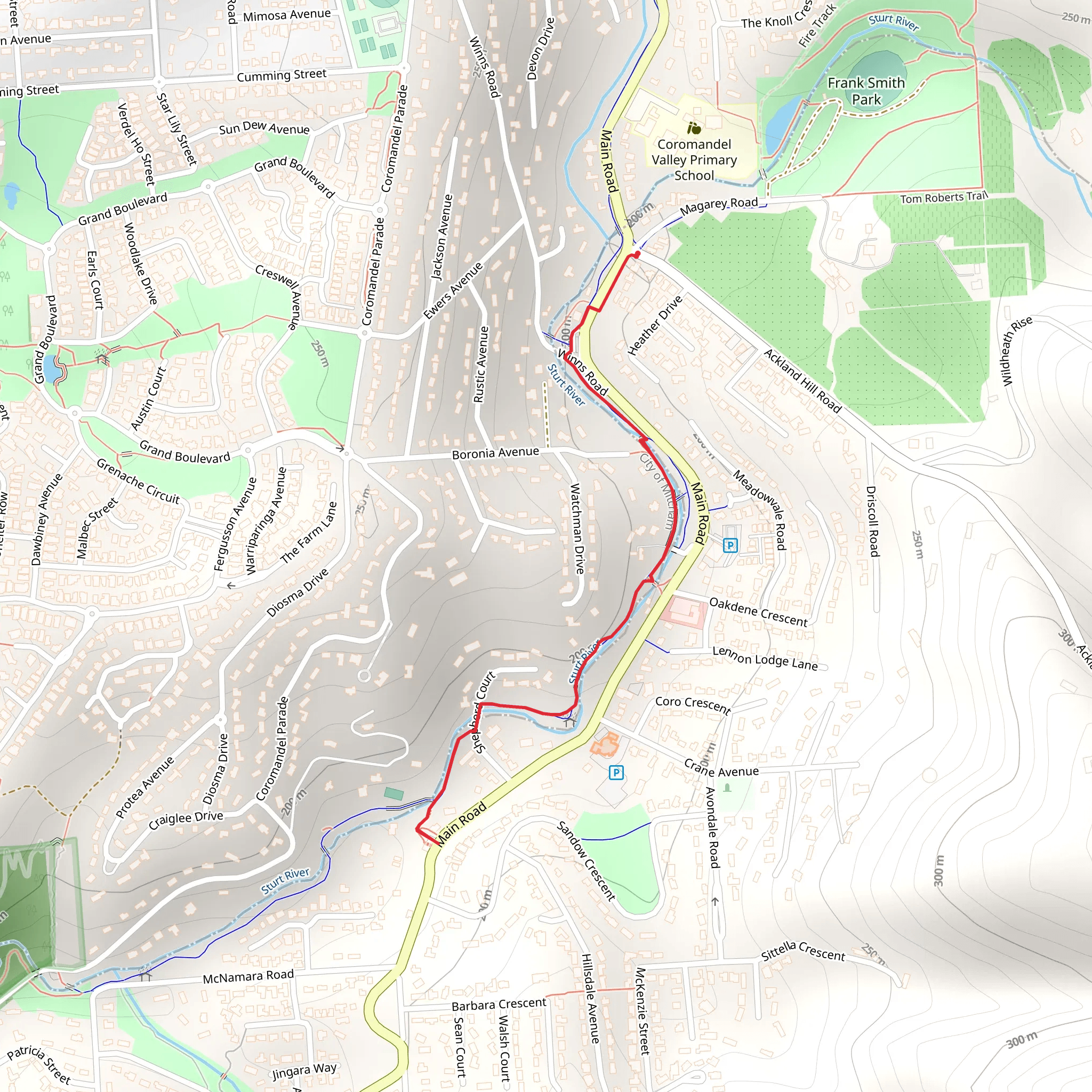 Sturt River Linear Park Walk mobile static map