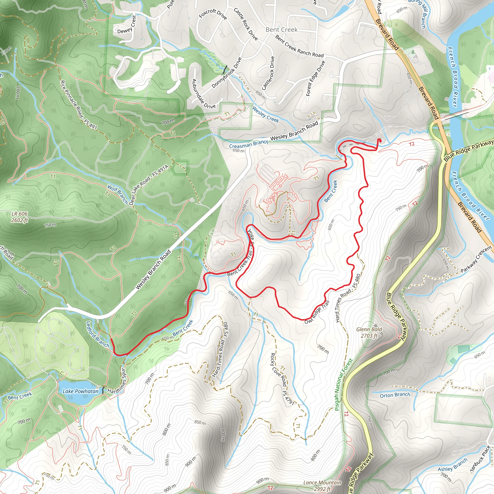 Bent Creek Loop Trail mobile static map