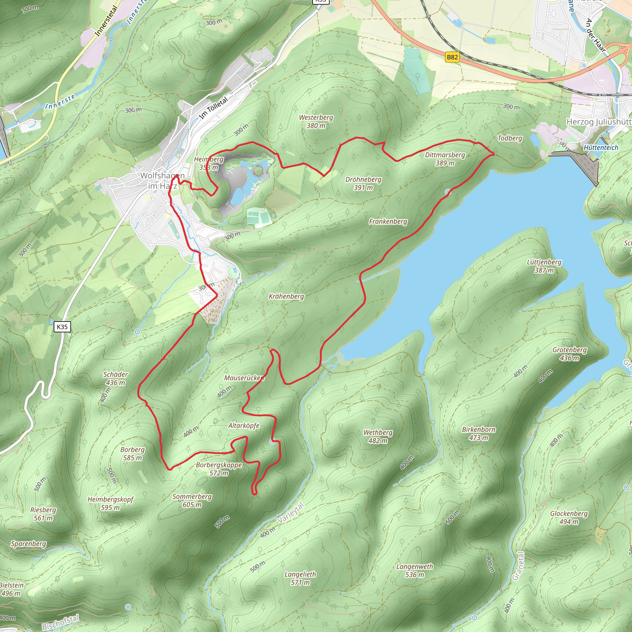 Wolfshagen im Harz and Heimberg Loop mobile static map