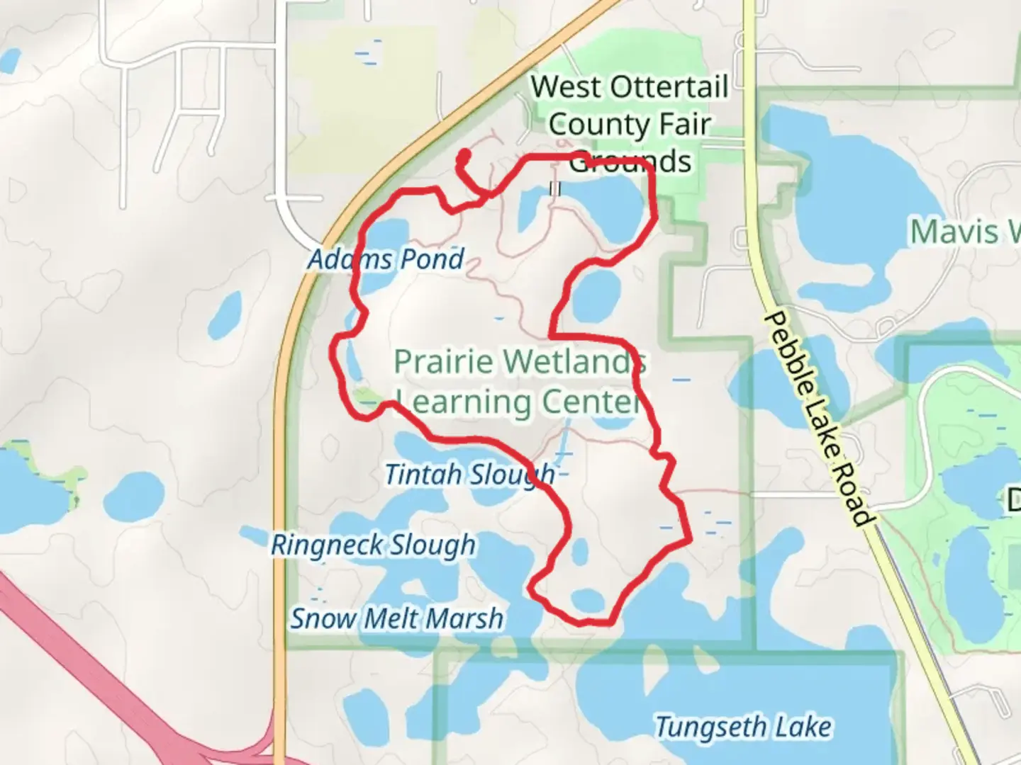 An image depicting the trail Wetland Way and Tatanka Loop Trail and its surrounding area.