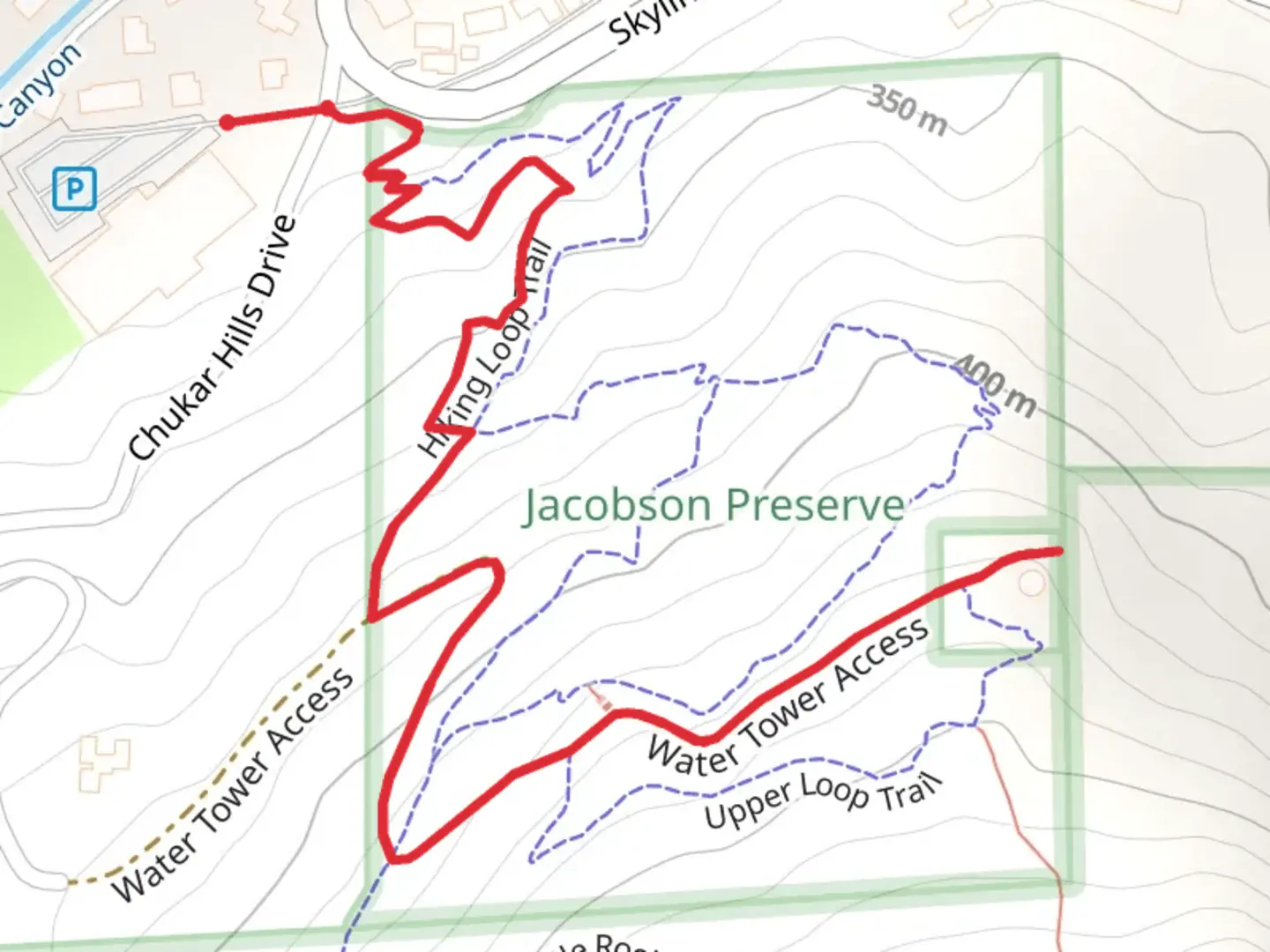 An image depicting the trail Jacobson Preserve Trail and its surrounding area.