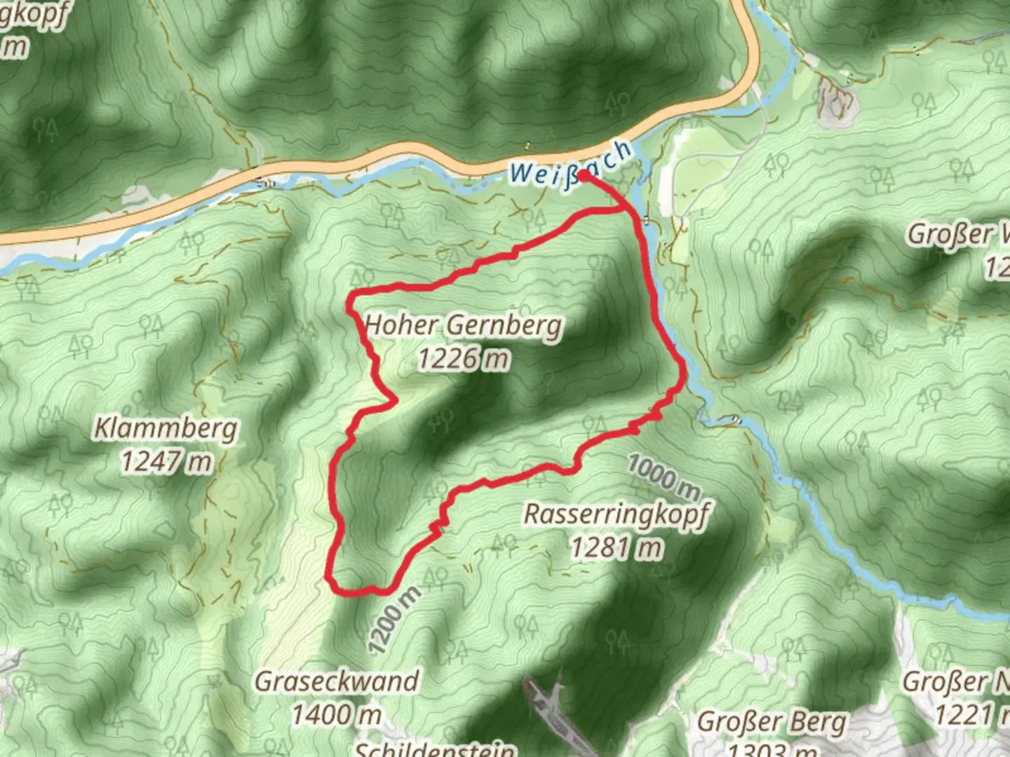 An image depicting the trail Jägerleiter Loop and its surrounding area.