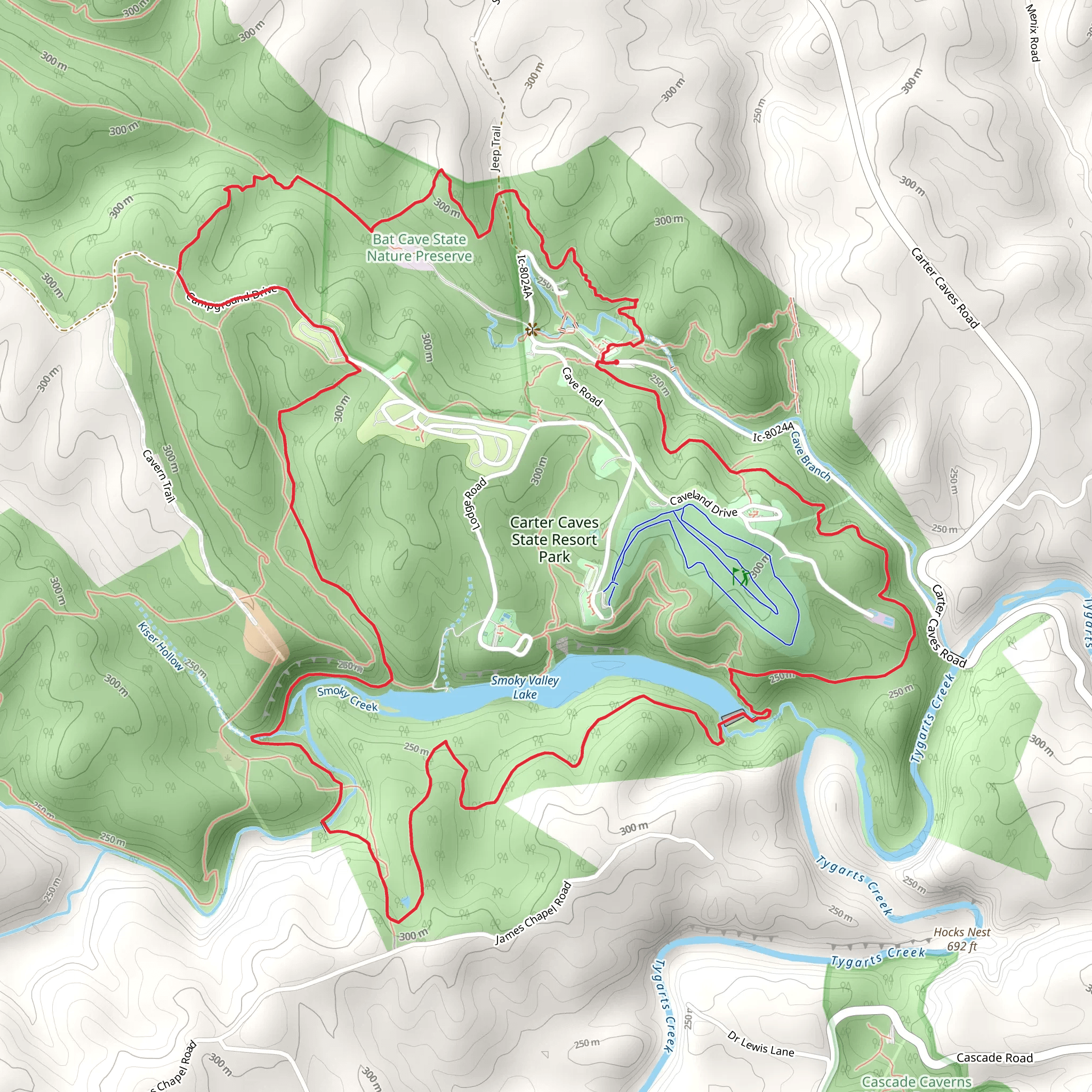 Three Bridges Trail and 4 C's Trail Loop mobile static map