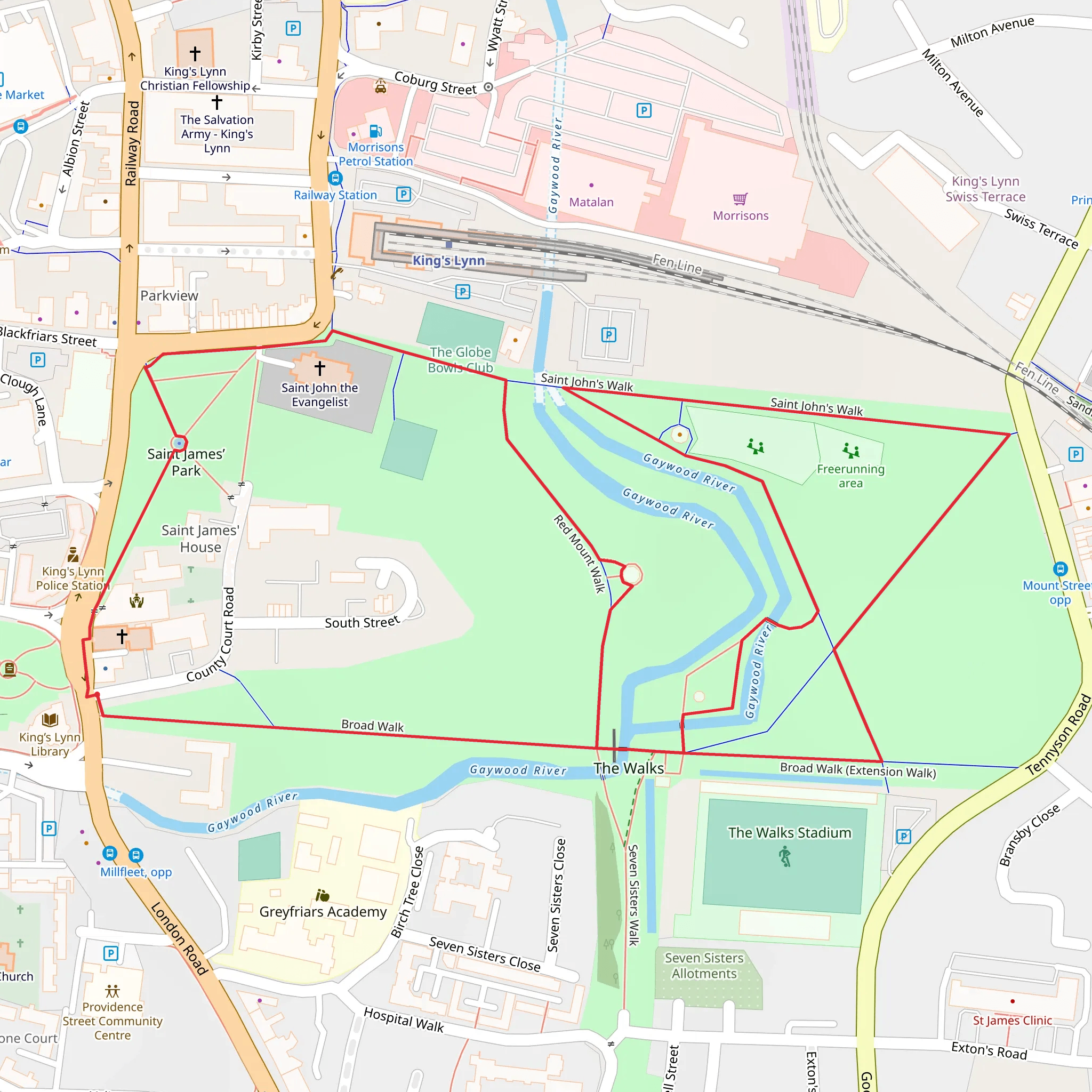 St John's Walk Loop - Saint James Park mobile static map