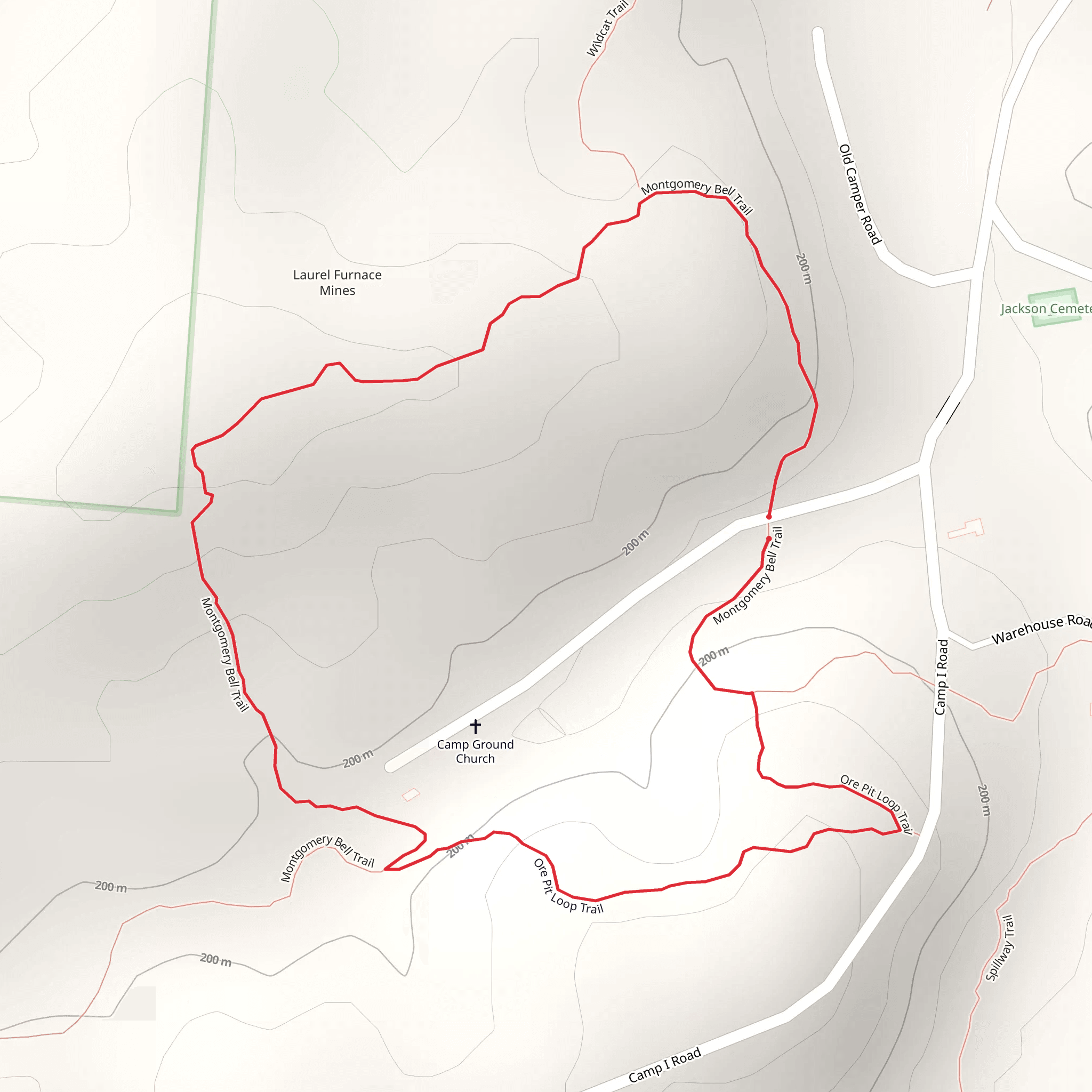 Montgomery Bell and Ore Pit Loop Trail mobile static map