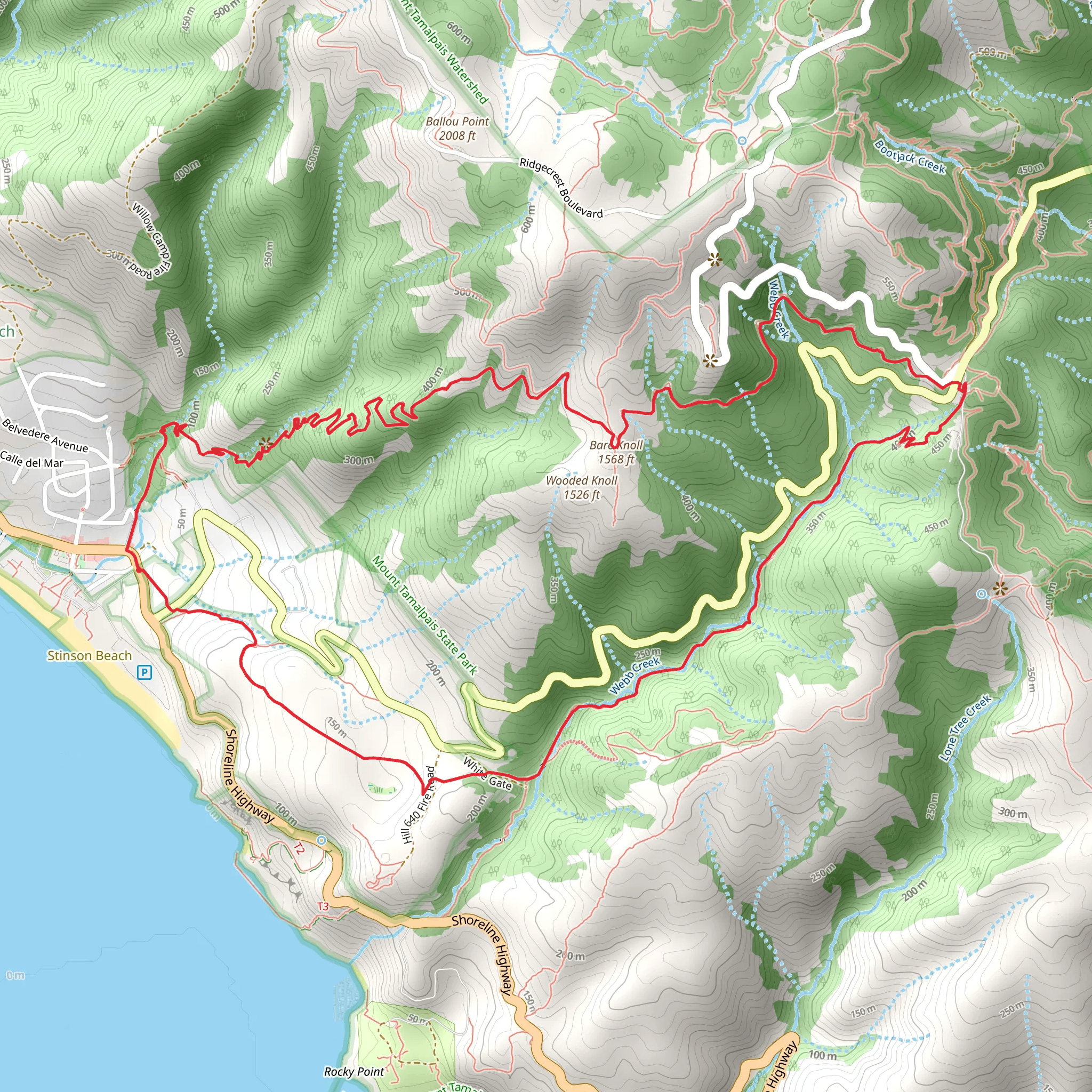 Steep Ravine Trail and Matt Davis Trail Loop mobile static map