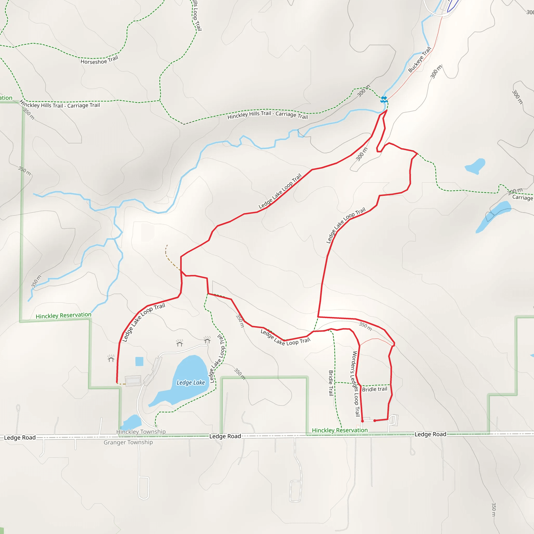 Worden's Ledges and Ledge Lake Loop Trail mobile static map
