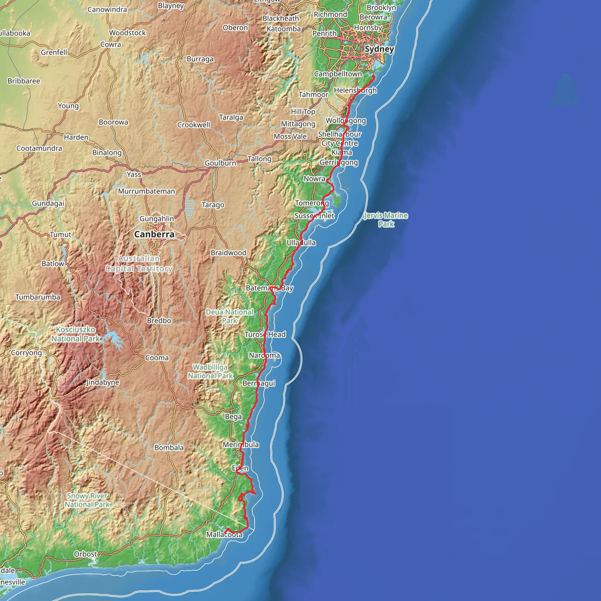 The Great South Coast Walk mobile static map