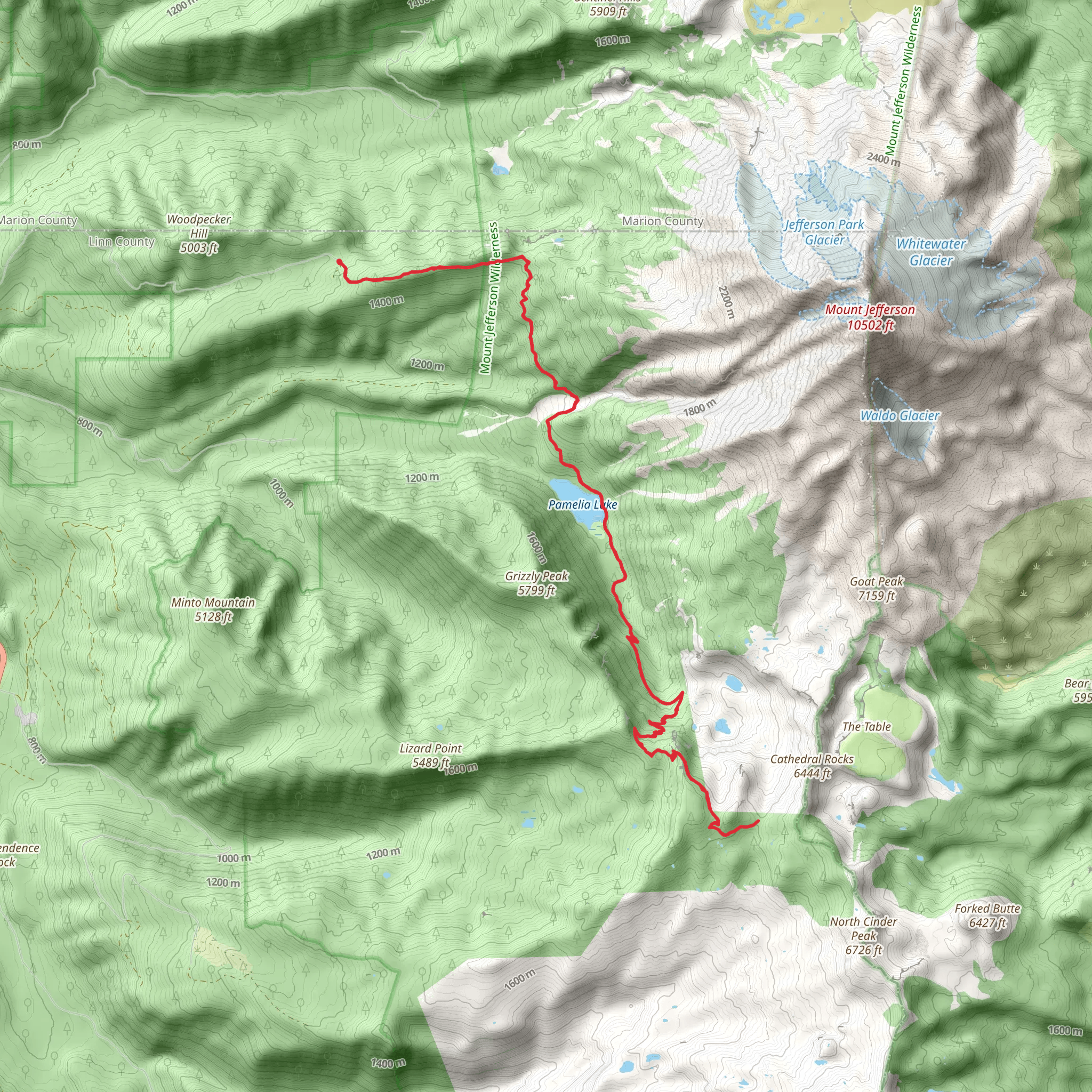 Hunts Creek Trail via Woodpecker Ridge Trail mobile static map