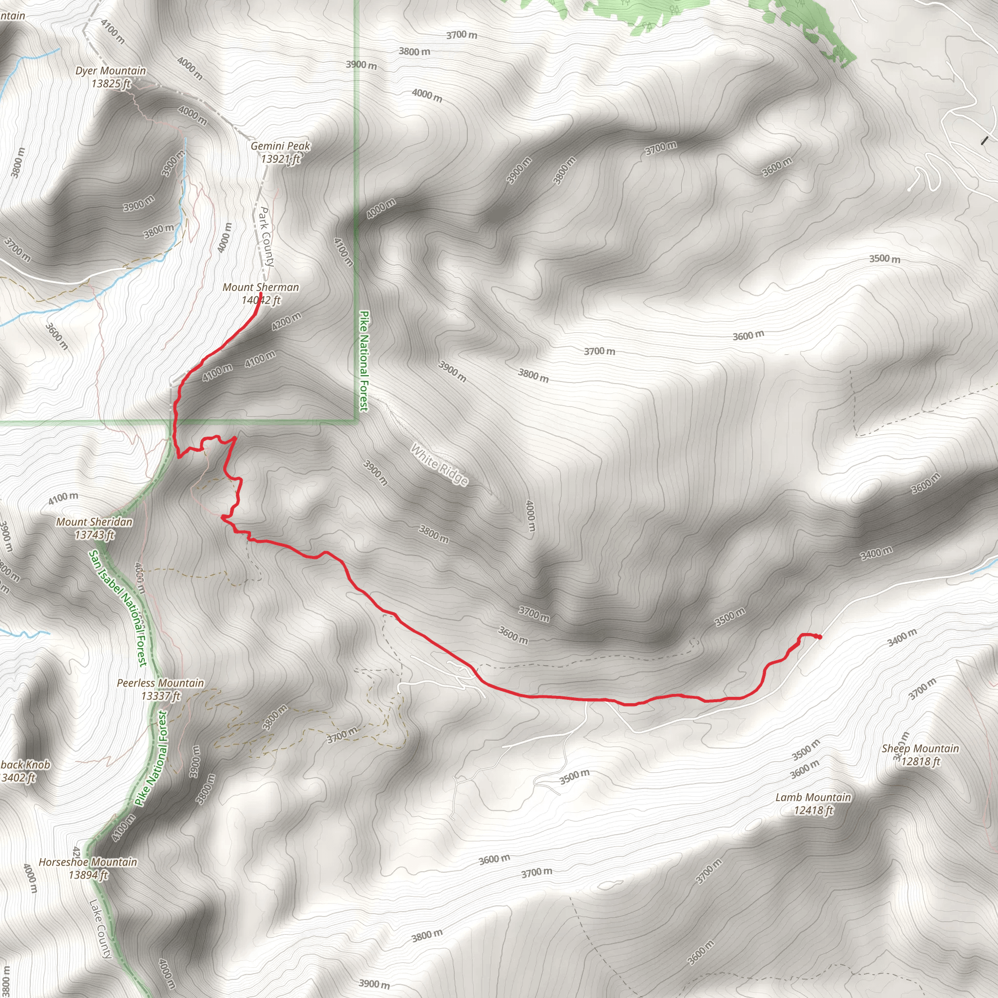 Mount Sherman Trail mobile static map