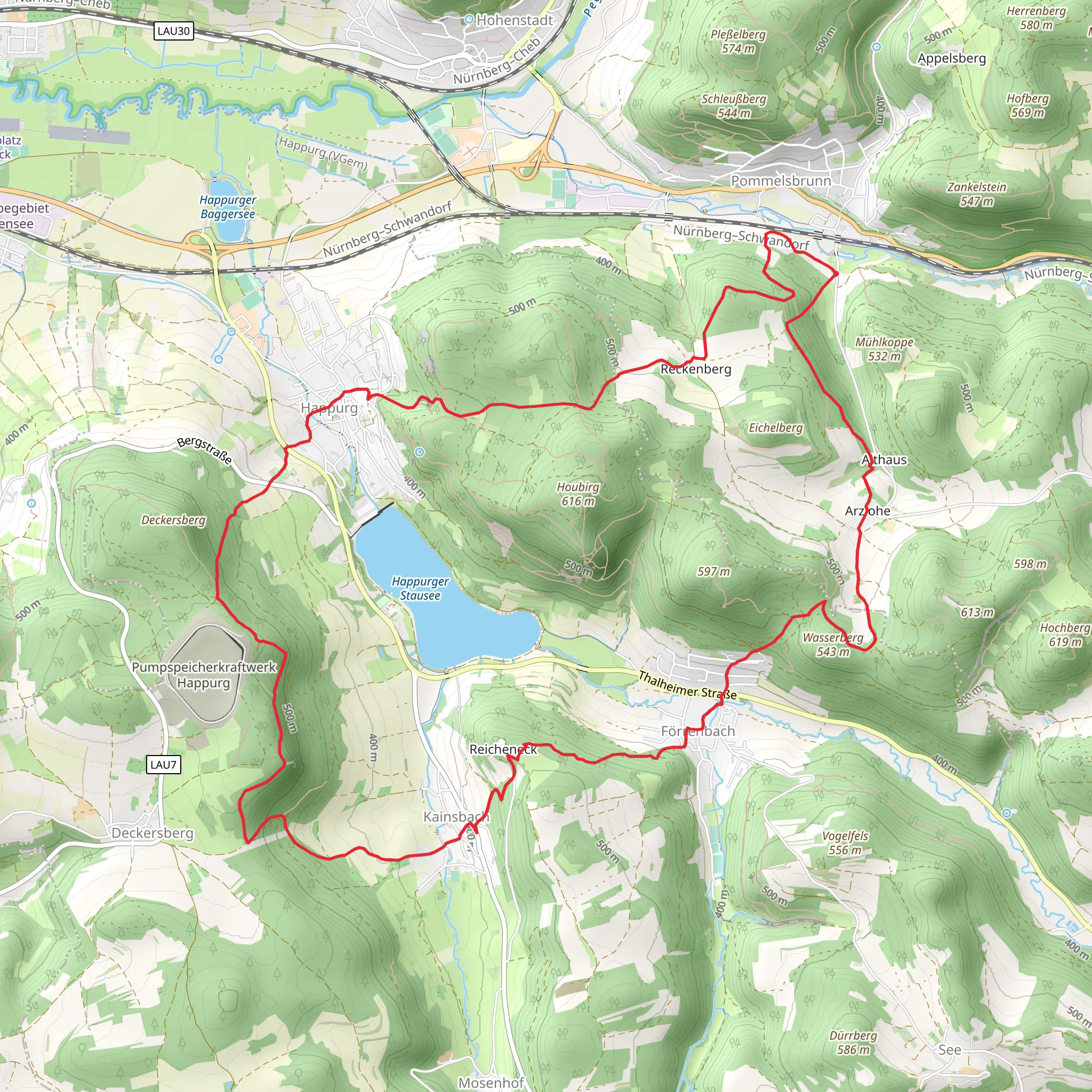 Pommerlsbrunn to Kainsbach Loop mobile static map