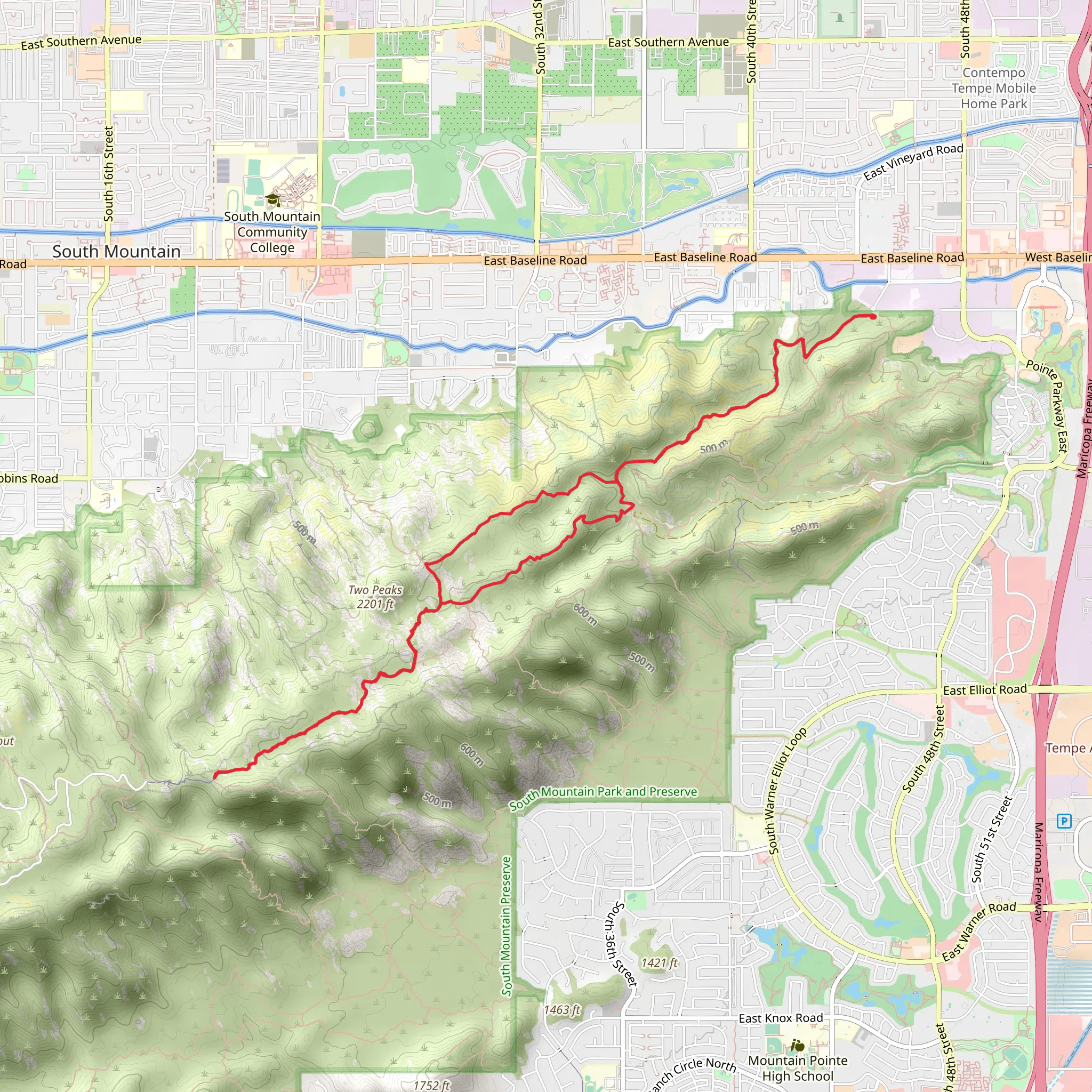 Javelina Canyon Trail, Pima Wash Creek and National Trail mobile static map