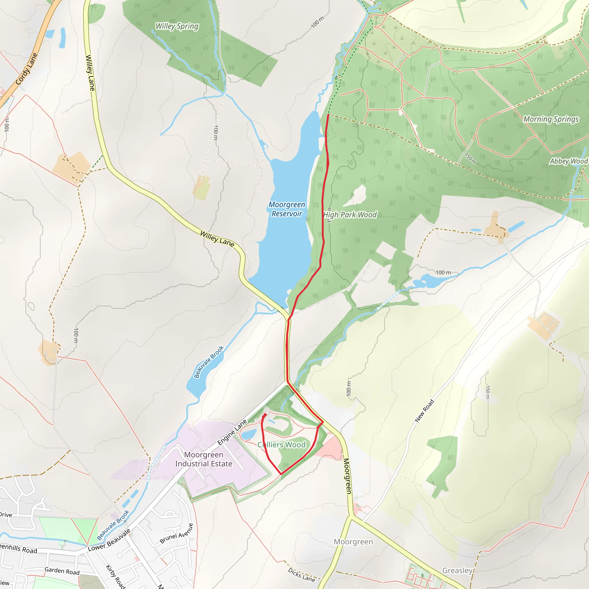 Moorgreen Reservoir Walk mobile static map