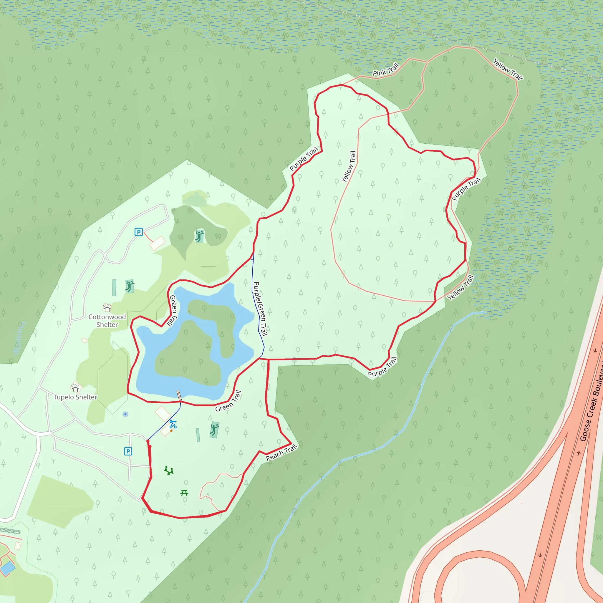 Peach Trail and Purple Loop Trail mobile static map