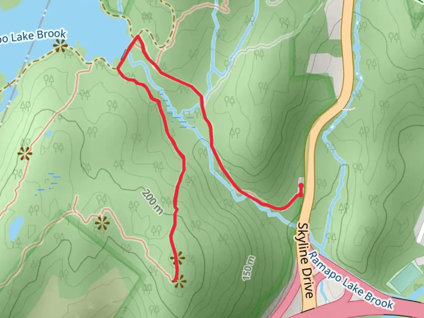 An image depicting the trail Ramapo Lake - MacEvoy Trail and its surrounding area.