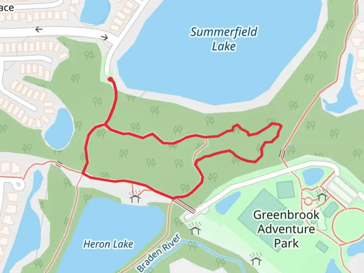 An image depicting the trail Heron's Nest Nature Park Loop and its surrounding area.