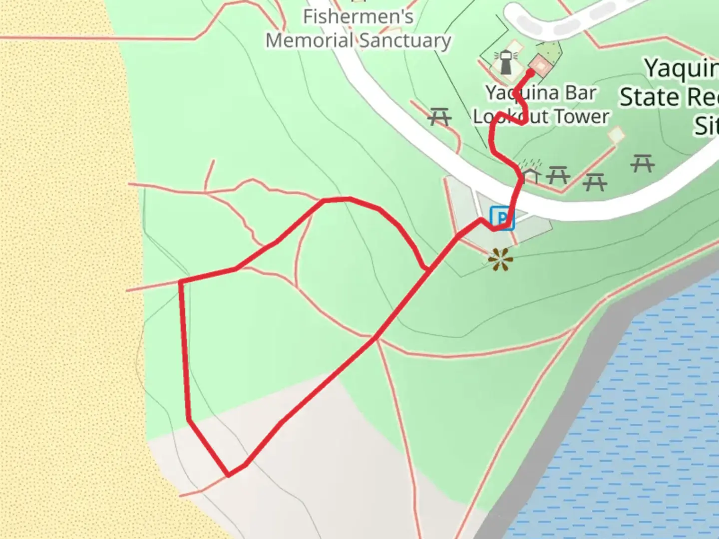 An image depicting the trail Yaquina Bay State Park Loop and its surrounding area.