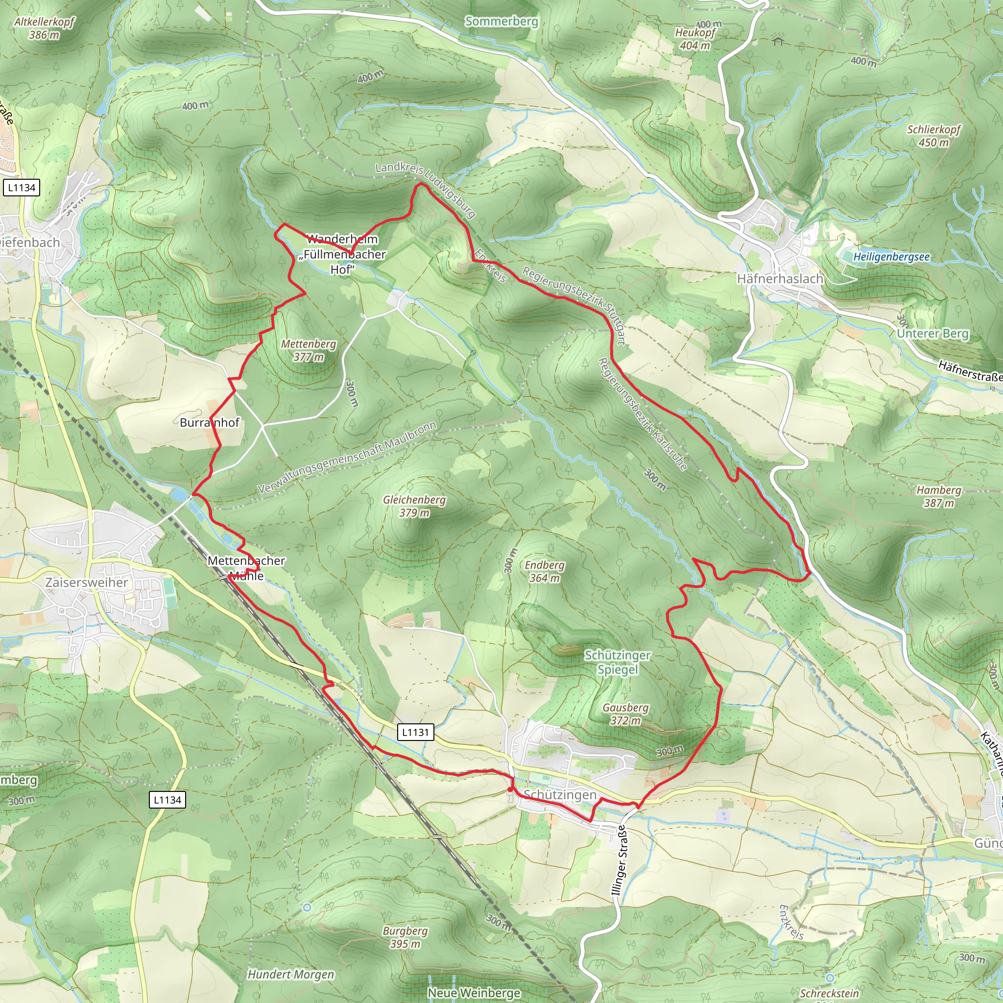 Schutzingen and Mettenberg Loop mobile static map