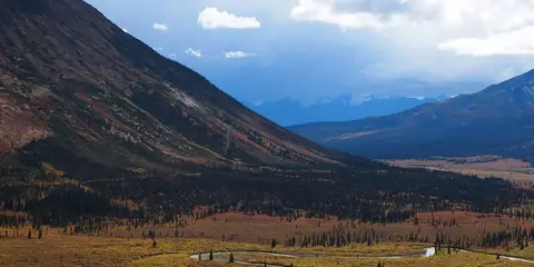 An image depicting the trail Canol Heritage Trail and its surrounding area.