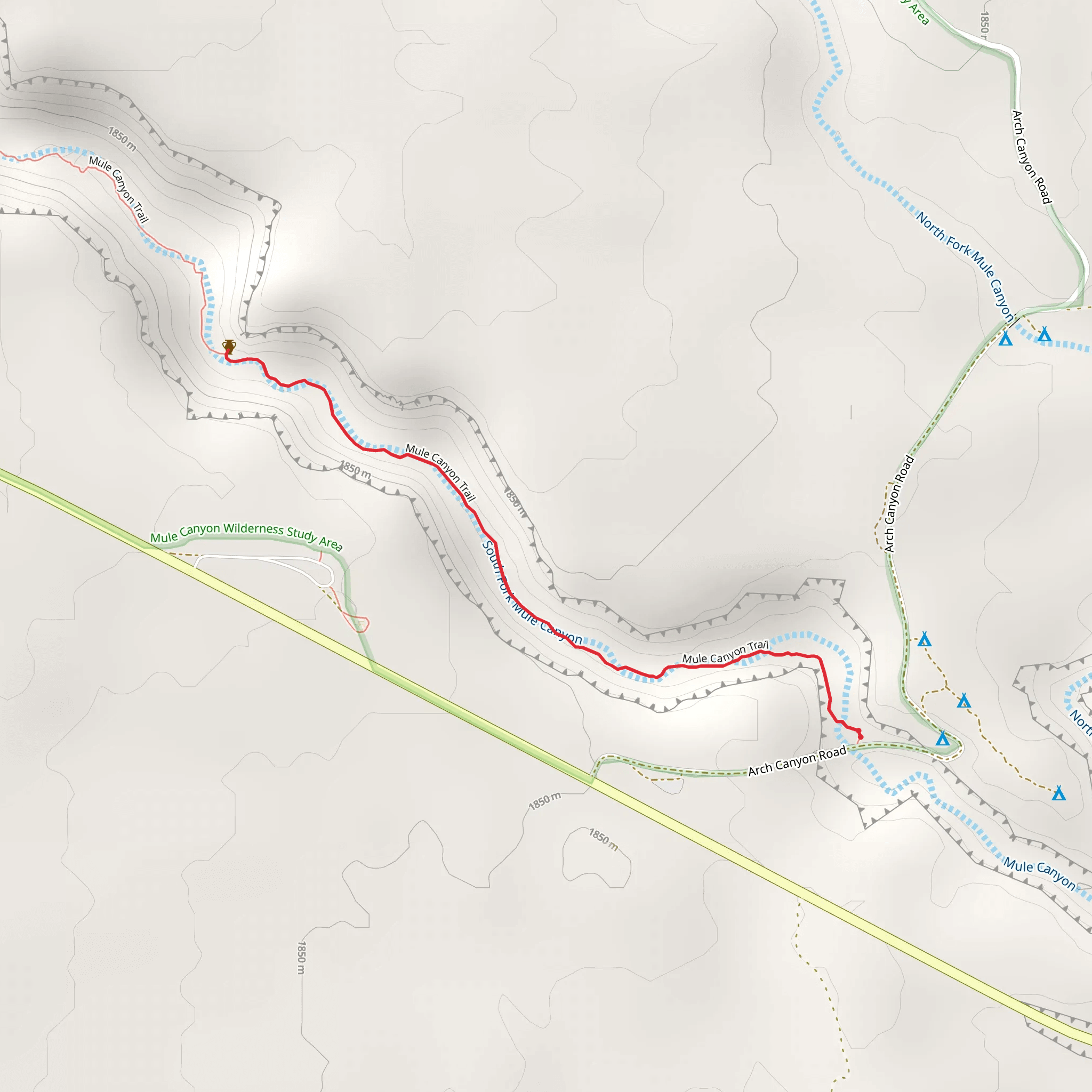 Mule Canyon Trail mobile static map