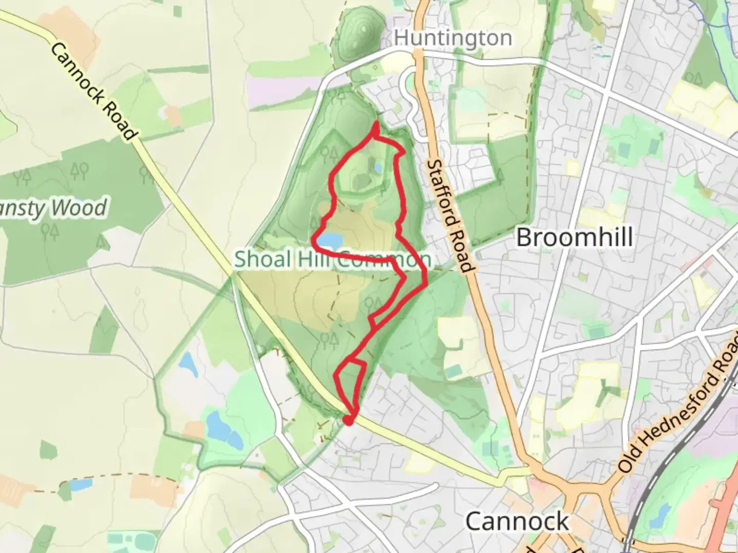 An image depicting the trail Cannock Lake and Shoal Hill Common Loop and its surrounding area.