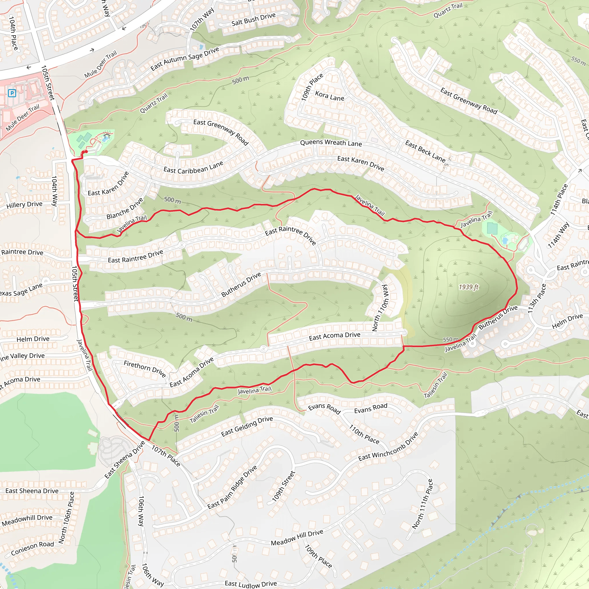 Javelina Loop Trail mobile static map