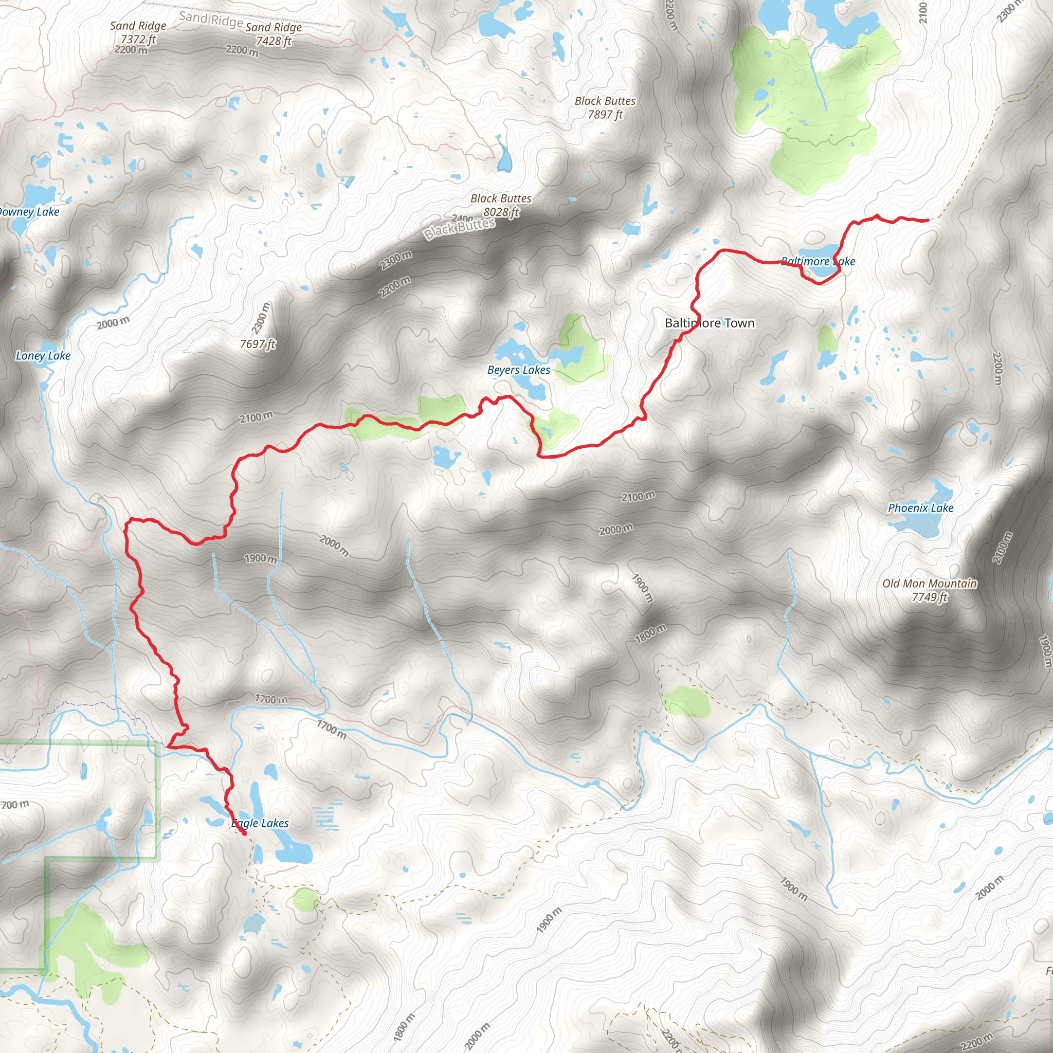 Eagle Lakes, Beyers Lake and Baltimore Lake Trail mobile static map