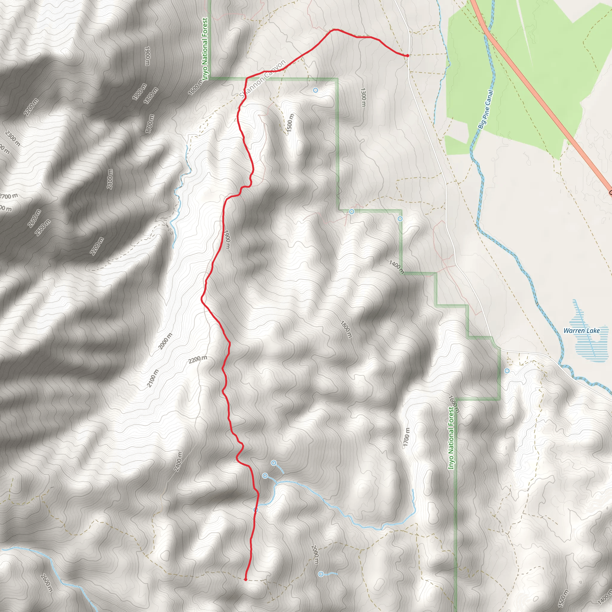 Shannon Canyon Stock Trail mobile static map