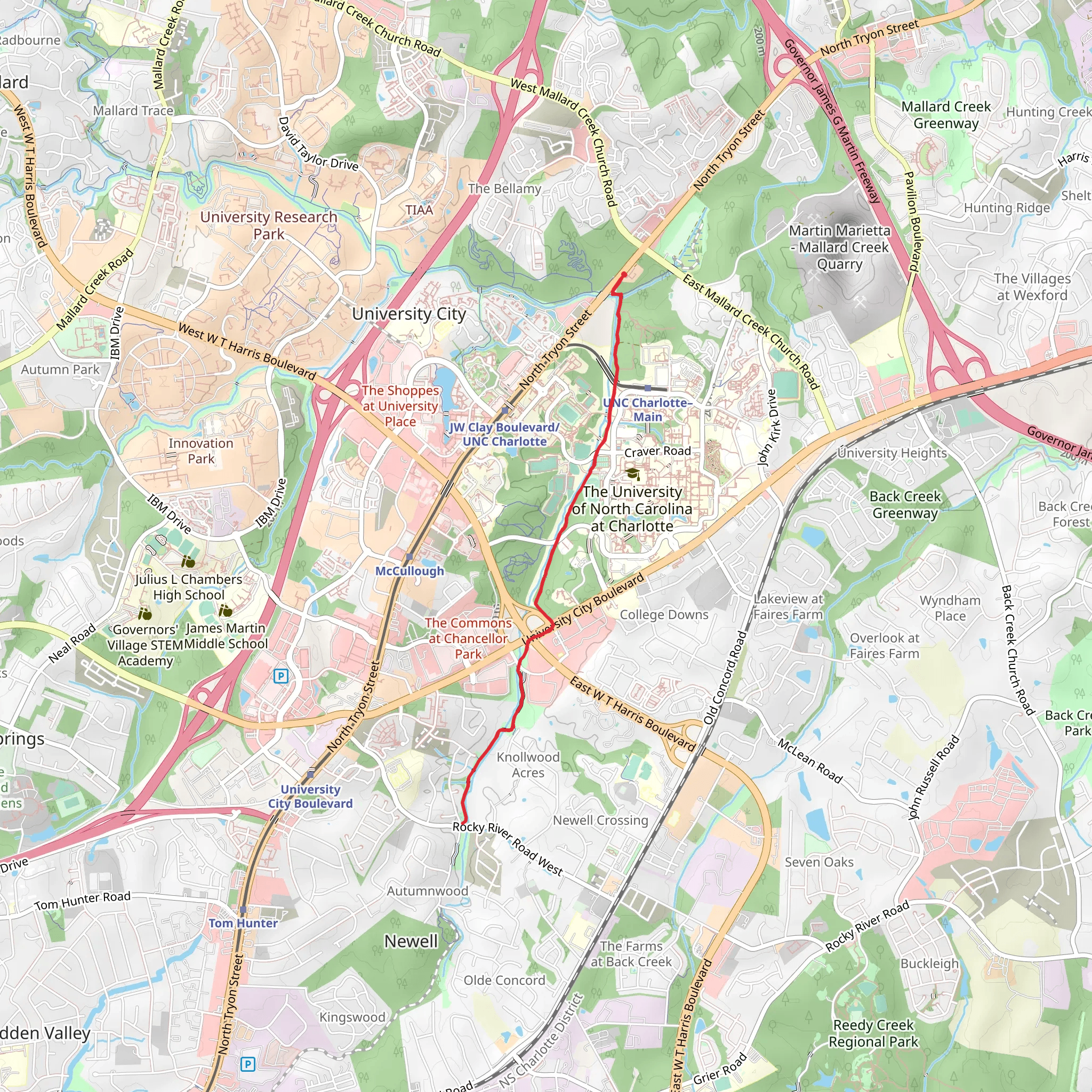 Toby Creek Greenway and toby Creek mobile static map