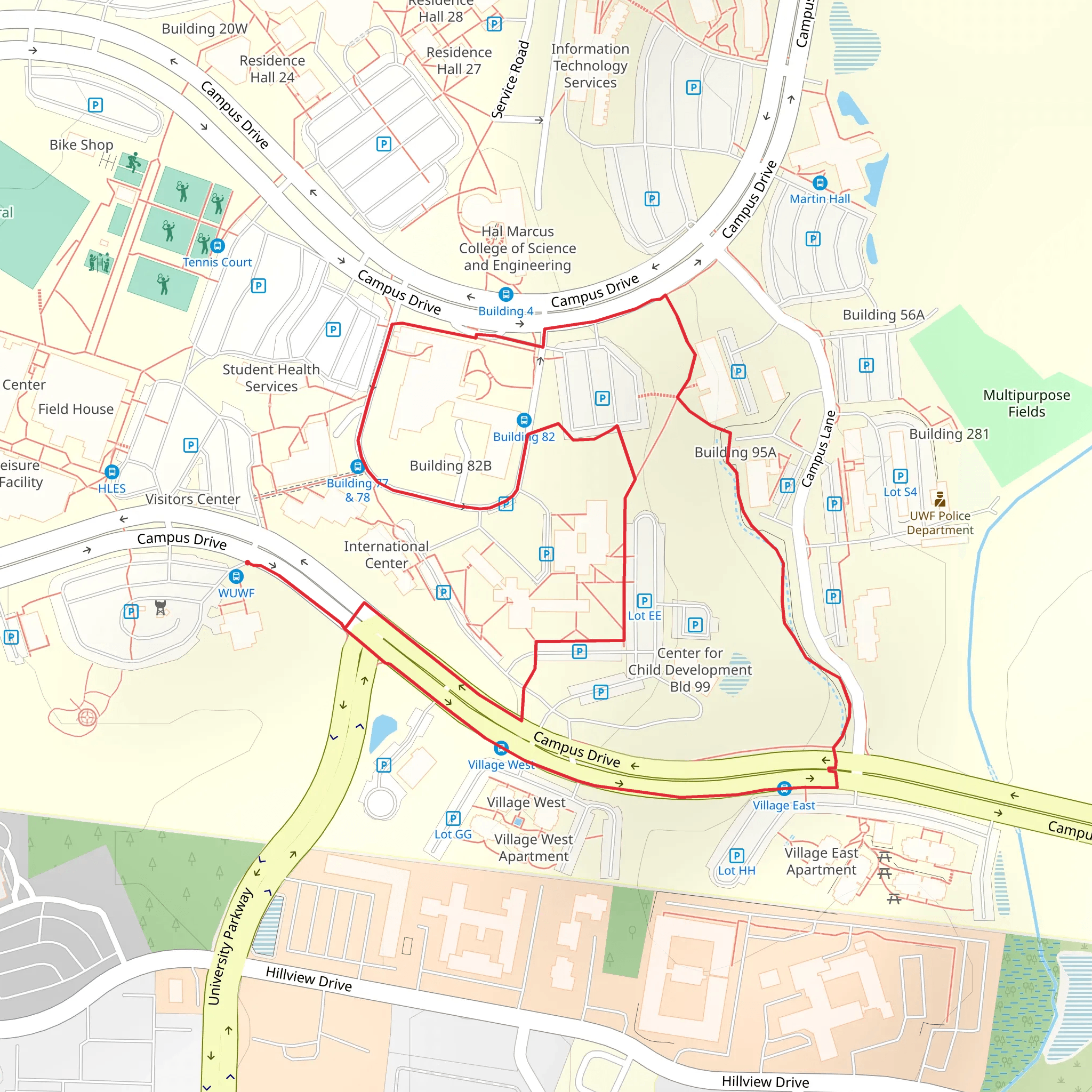 Campus Drive Loop - North mobile static map
