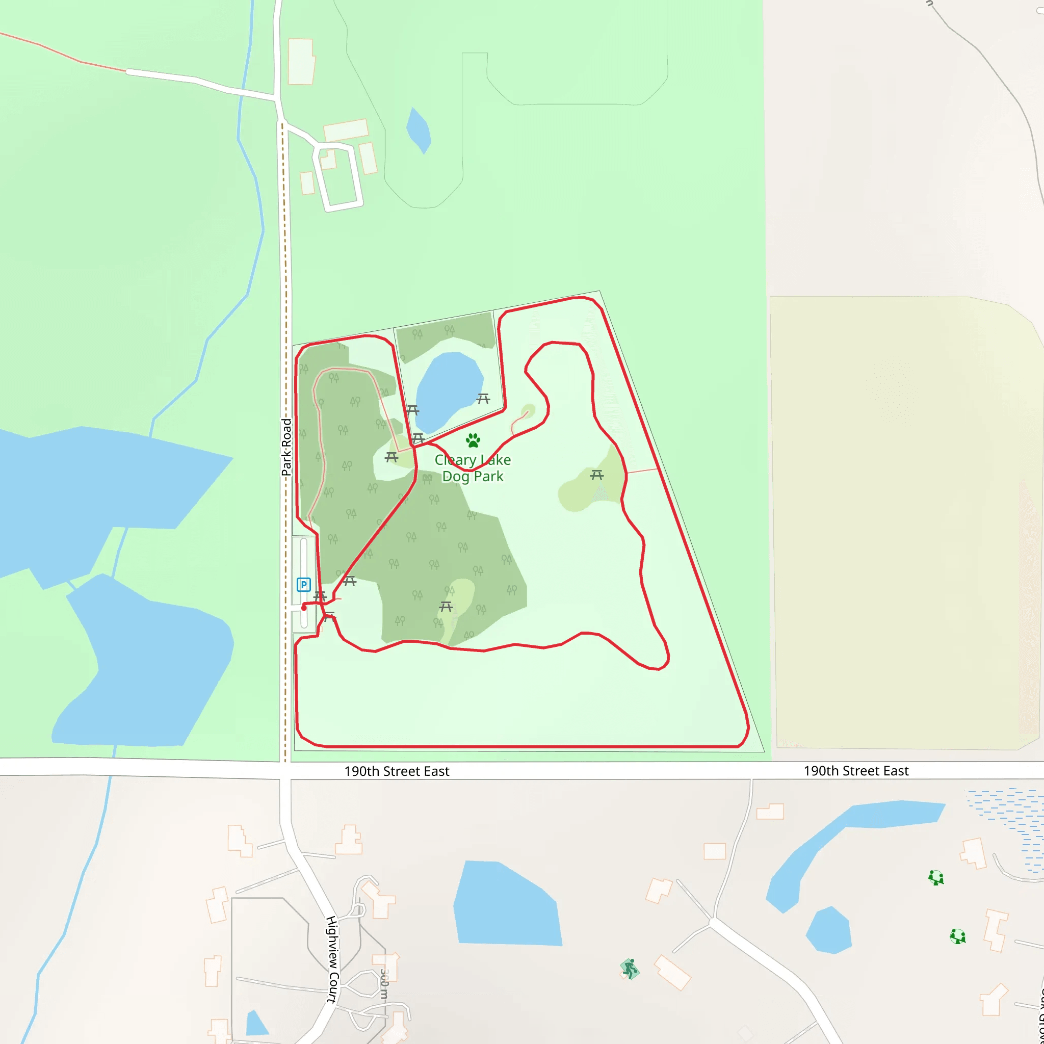 Cleary Lake and Dog Park Loop mobile static map