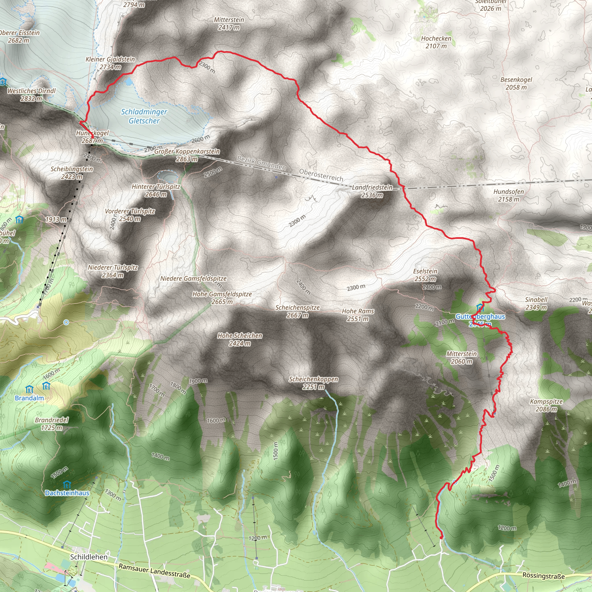 Glacier Hike - Gletscherbahn Mountain mobile static map