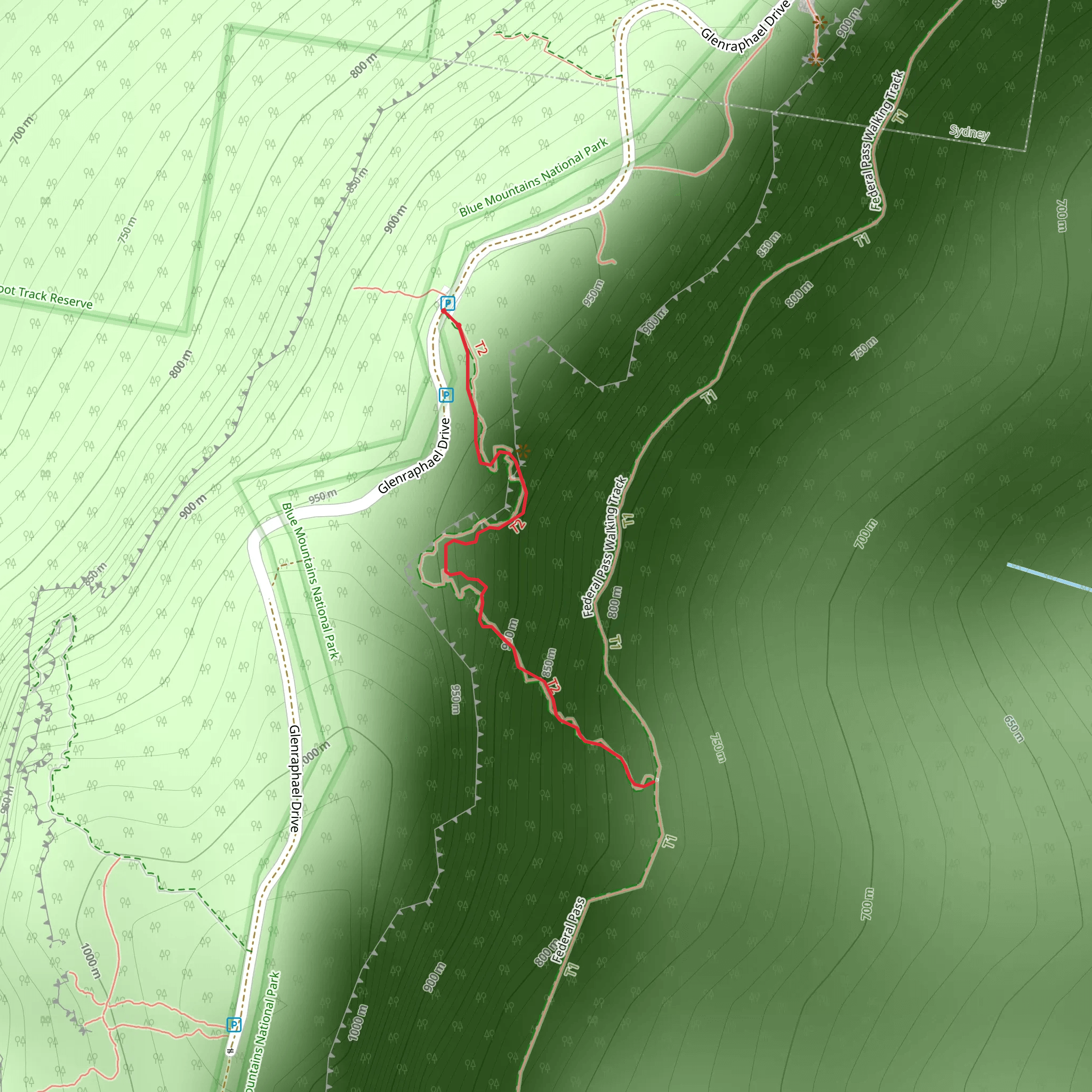 Golden Stairs Track mobile static map